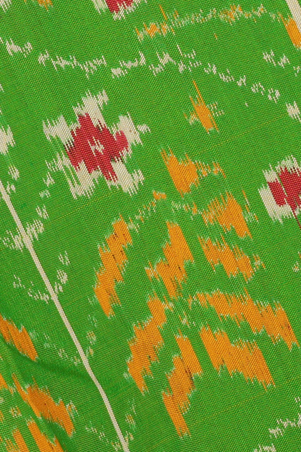 Image of Pochampally Ikat Silk Green Saree