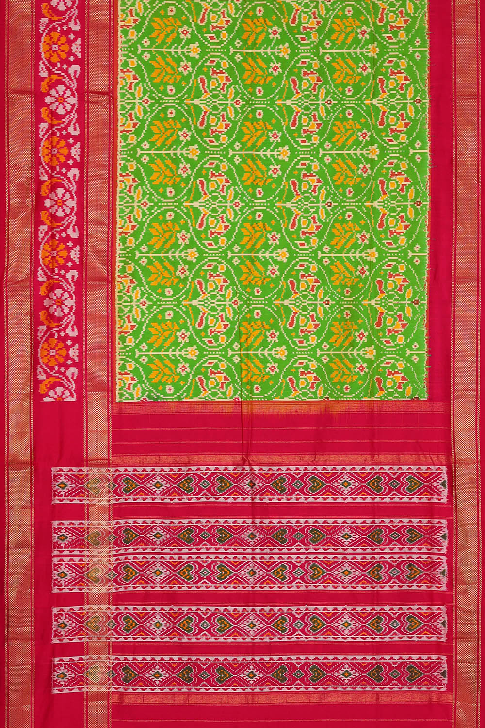 Image of Pochampally Ikat Silk Green Saree