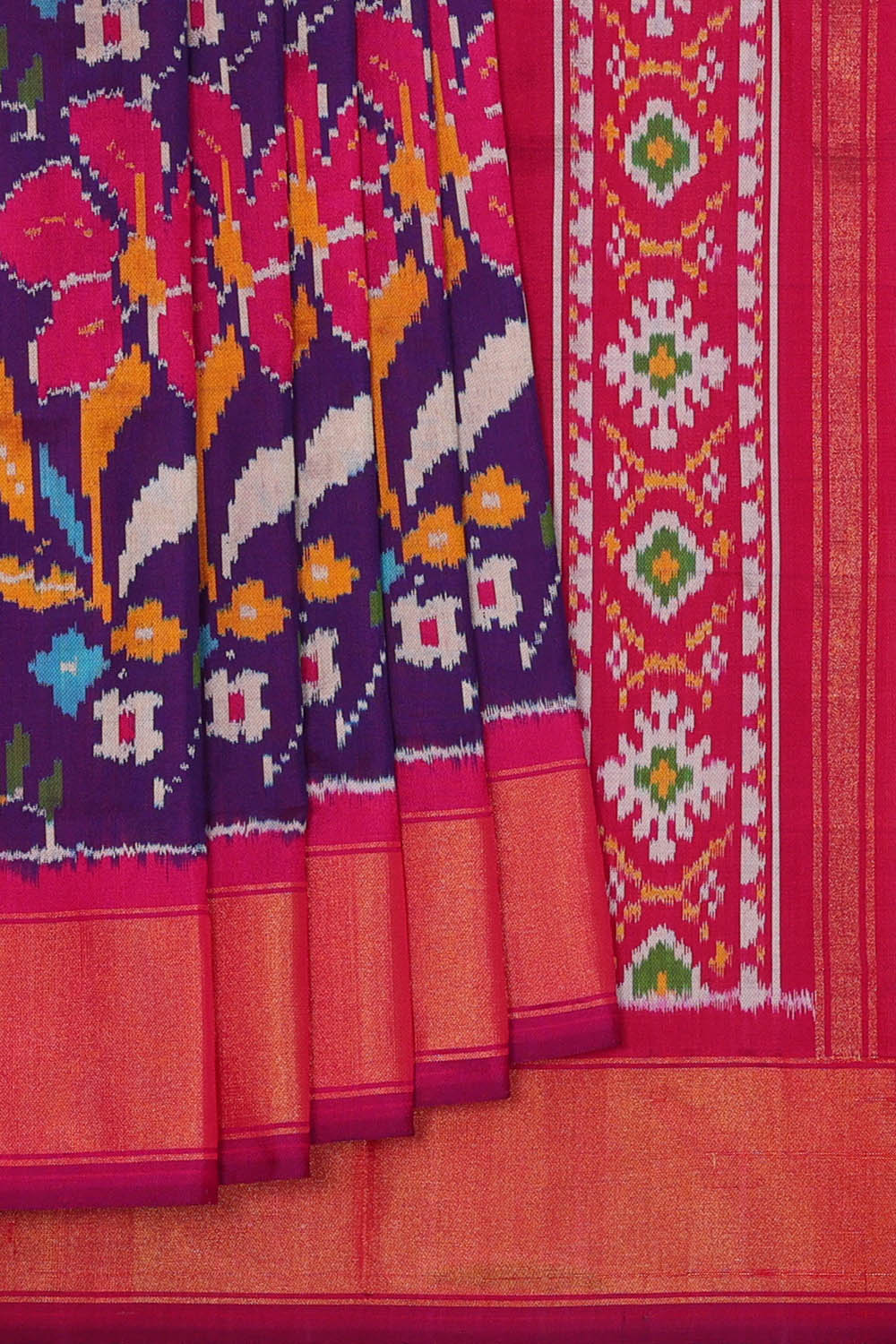 Image of Pochampally Ikat Silk Violet Saree