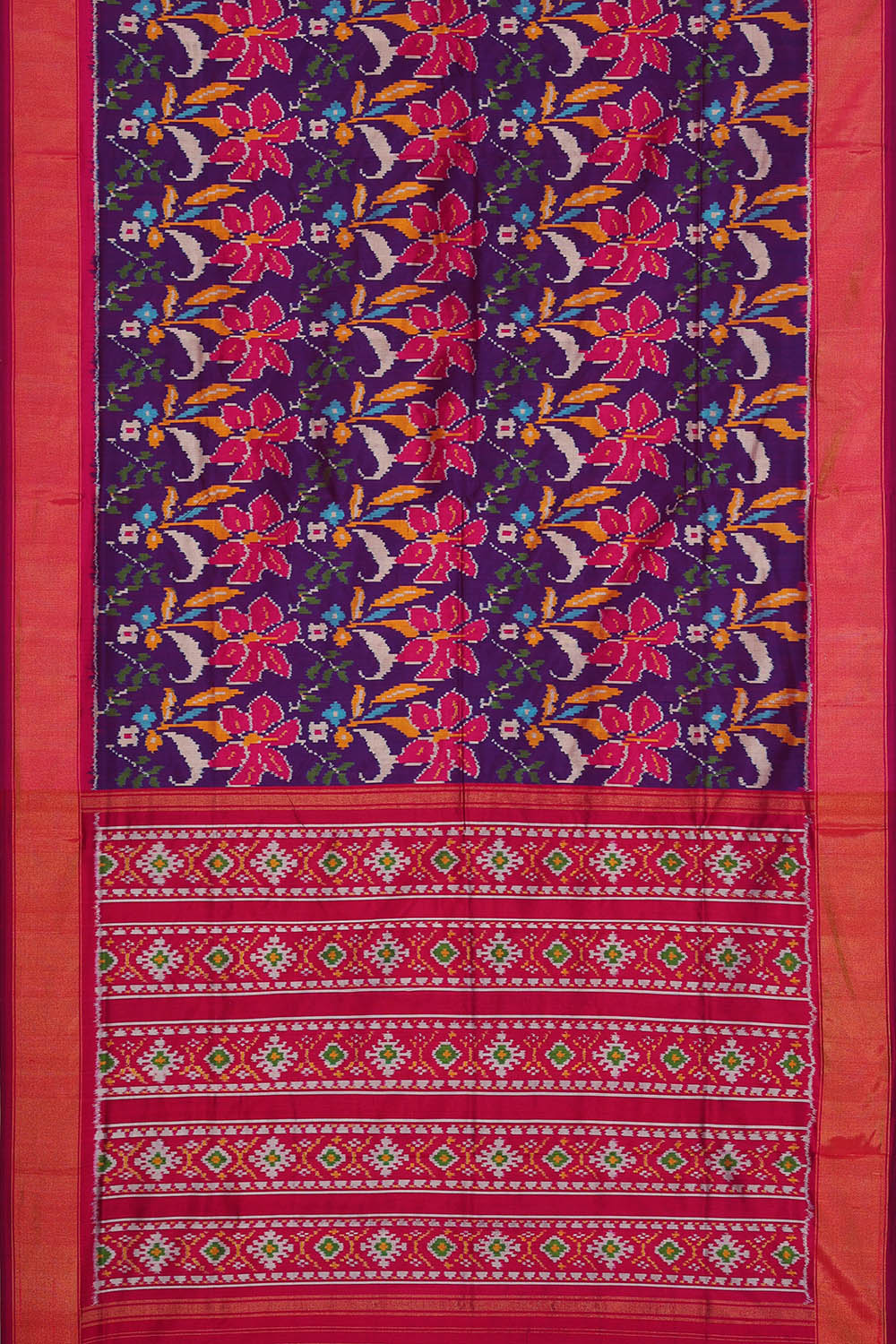 Image of Pochampally Ikat Silk Violet Saree