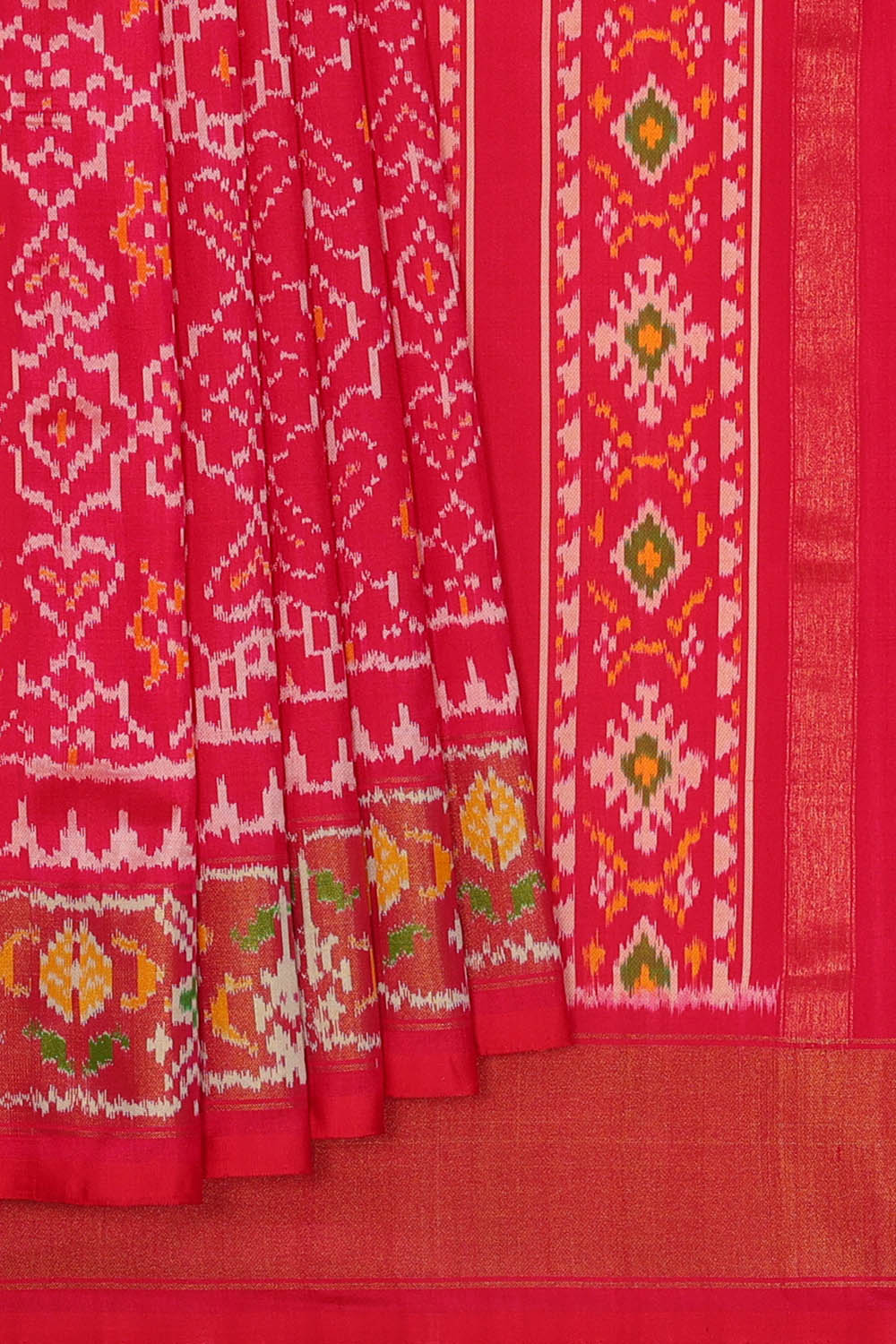 Image of Pochampally Ikat Silk Pink Saree