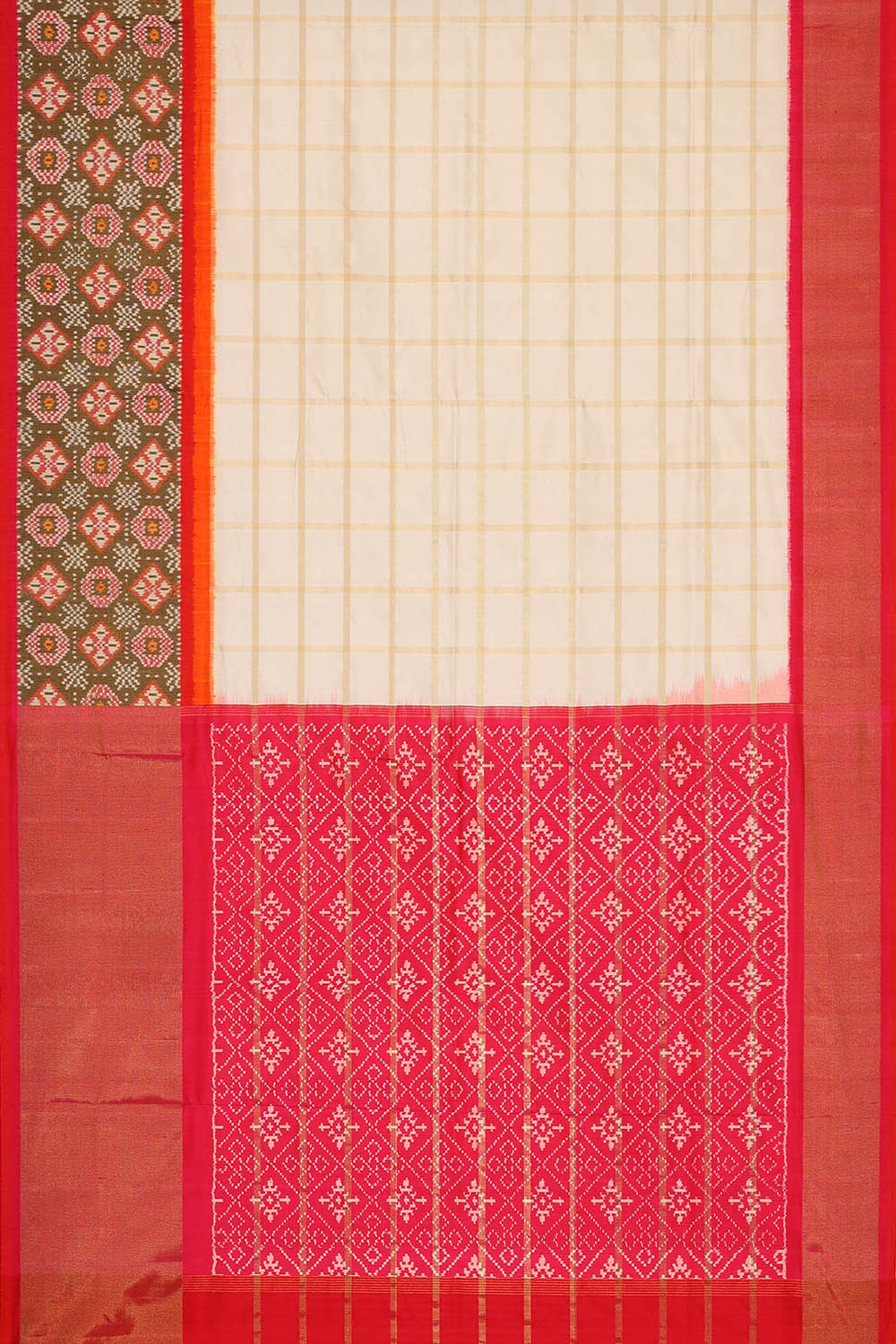 Image of Pochampally Ikat Silk White Saree