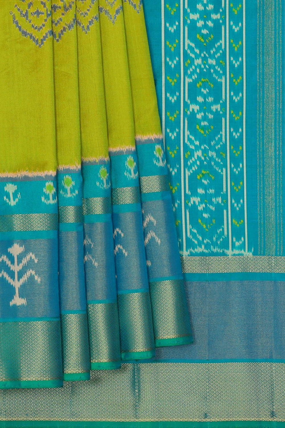 Image of Pochampally Ikat Silk Green Saree