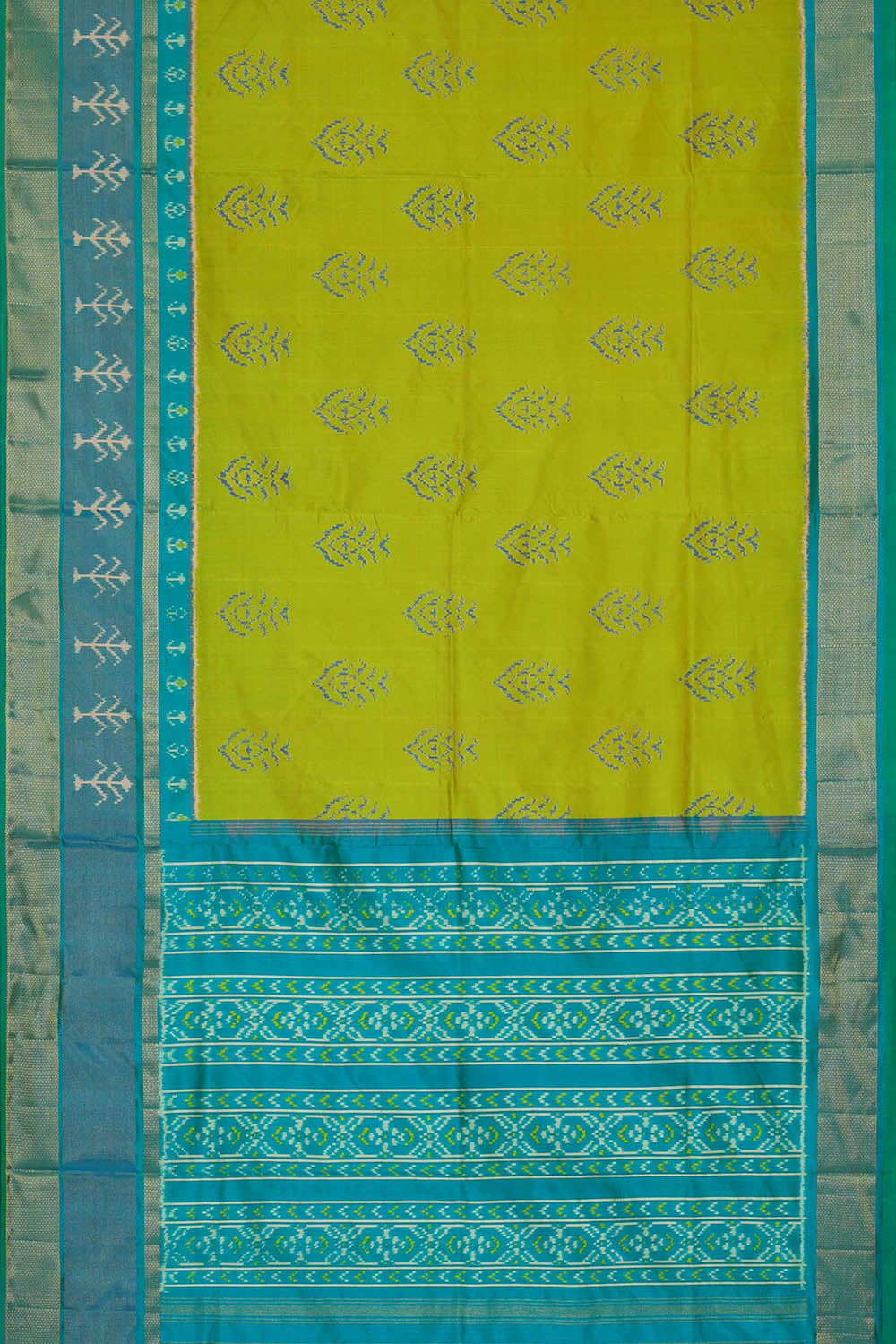 Image of Pochampally Ikat Silk Green Saree