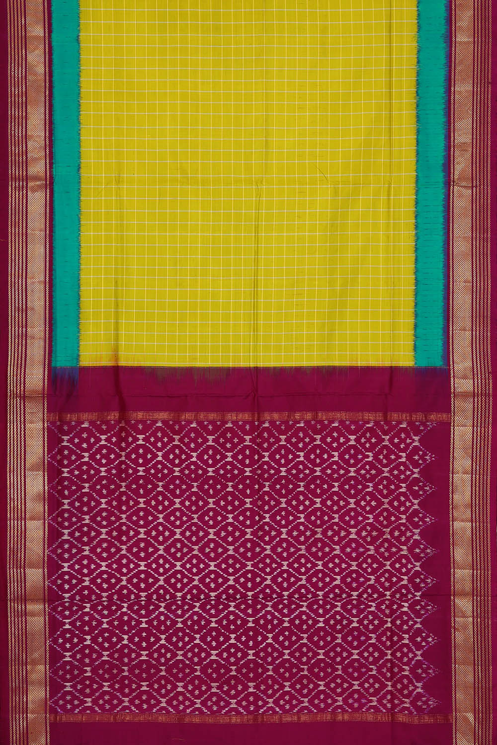 Image of Pochampally Ikat Silk Green Saree