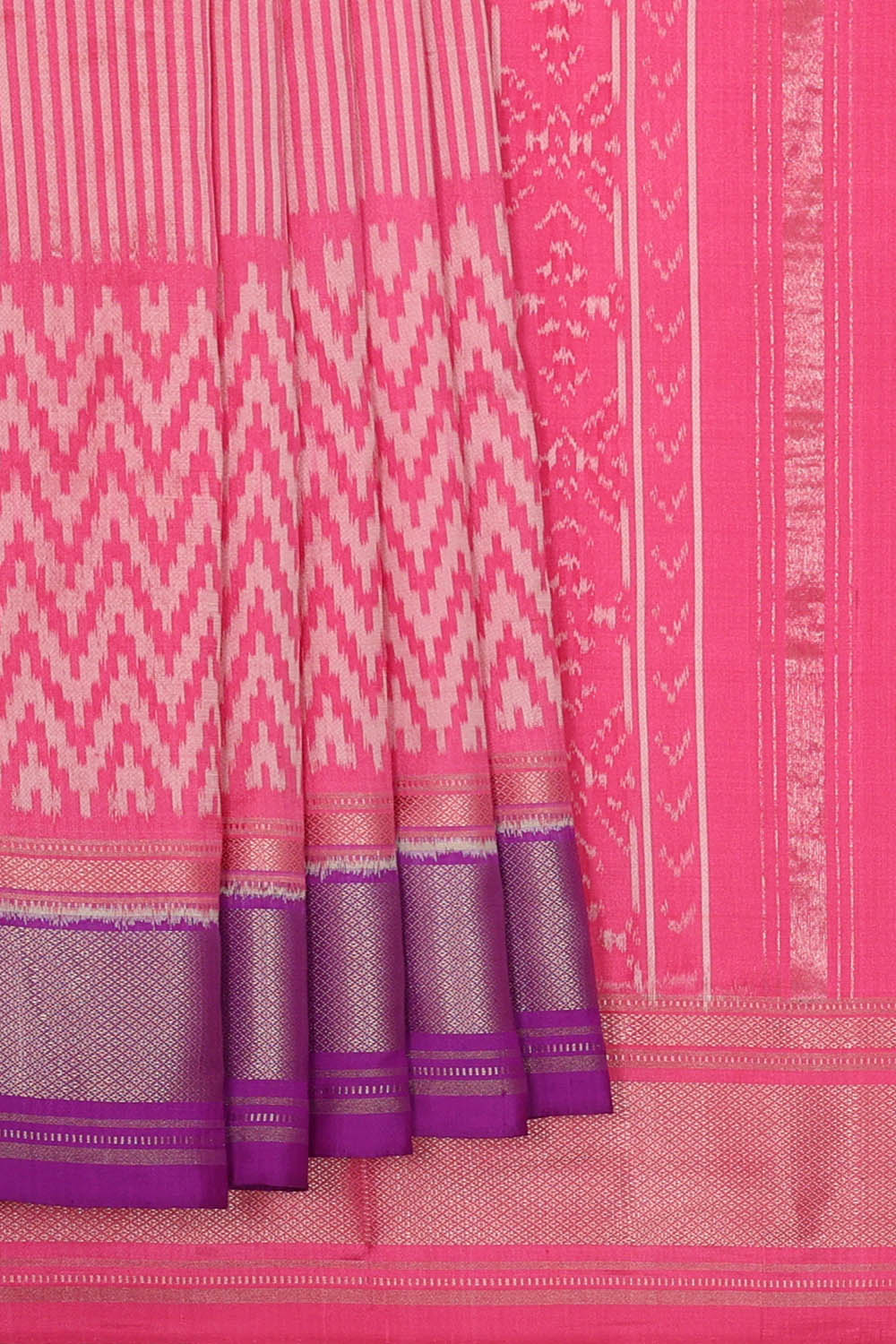 Image of Pochampally Ikat Silk Pink Saree
