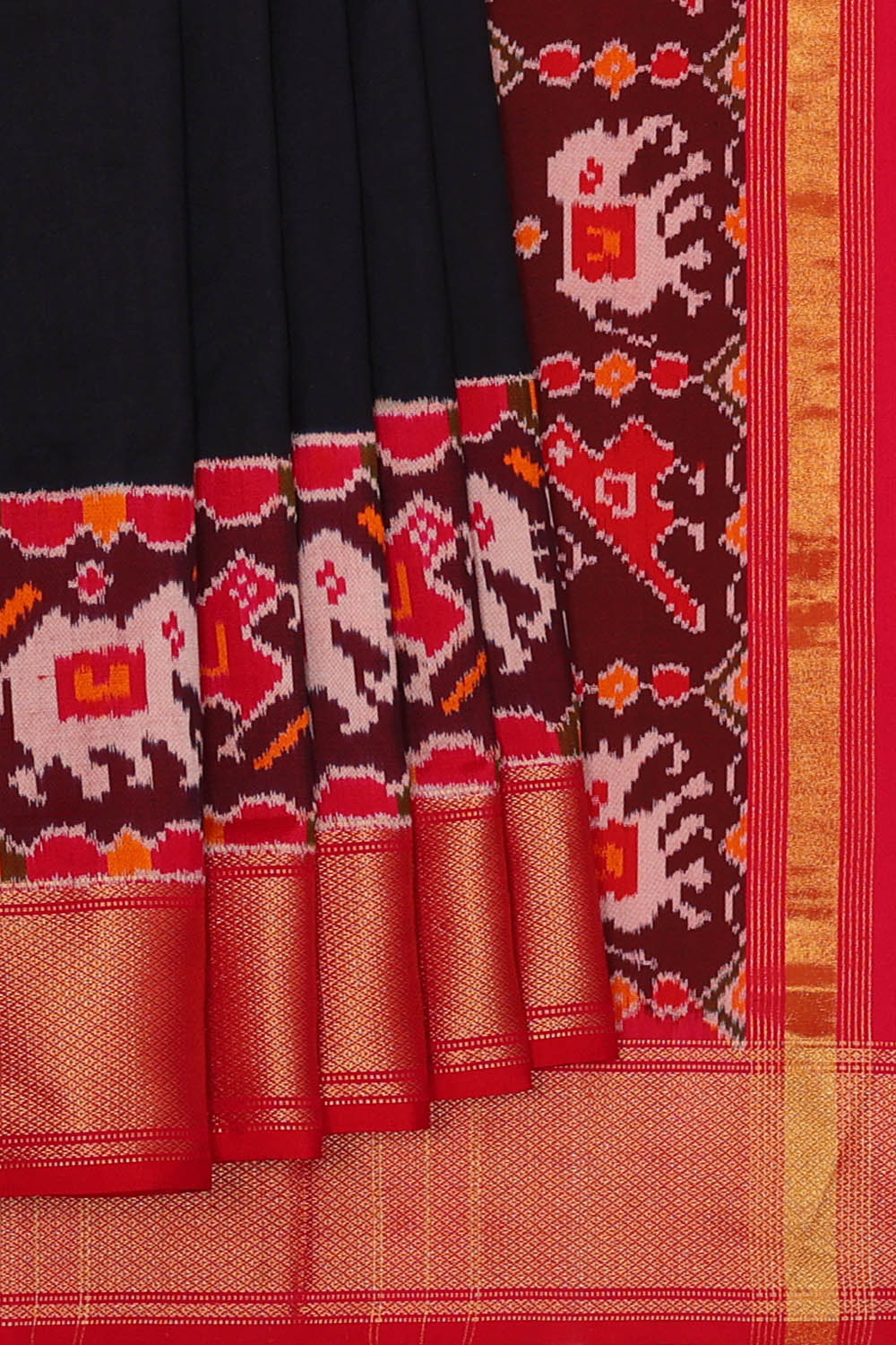 Image of Pochampally Ikat Silk Navy Blue Saree