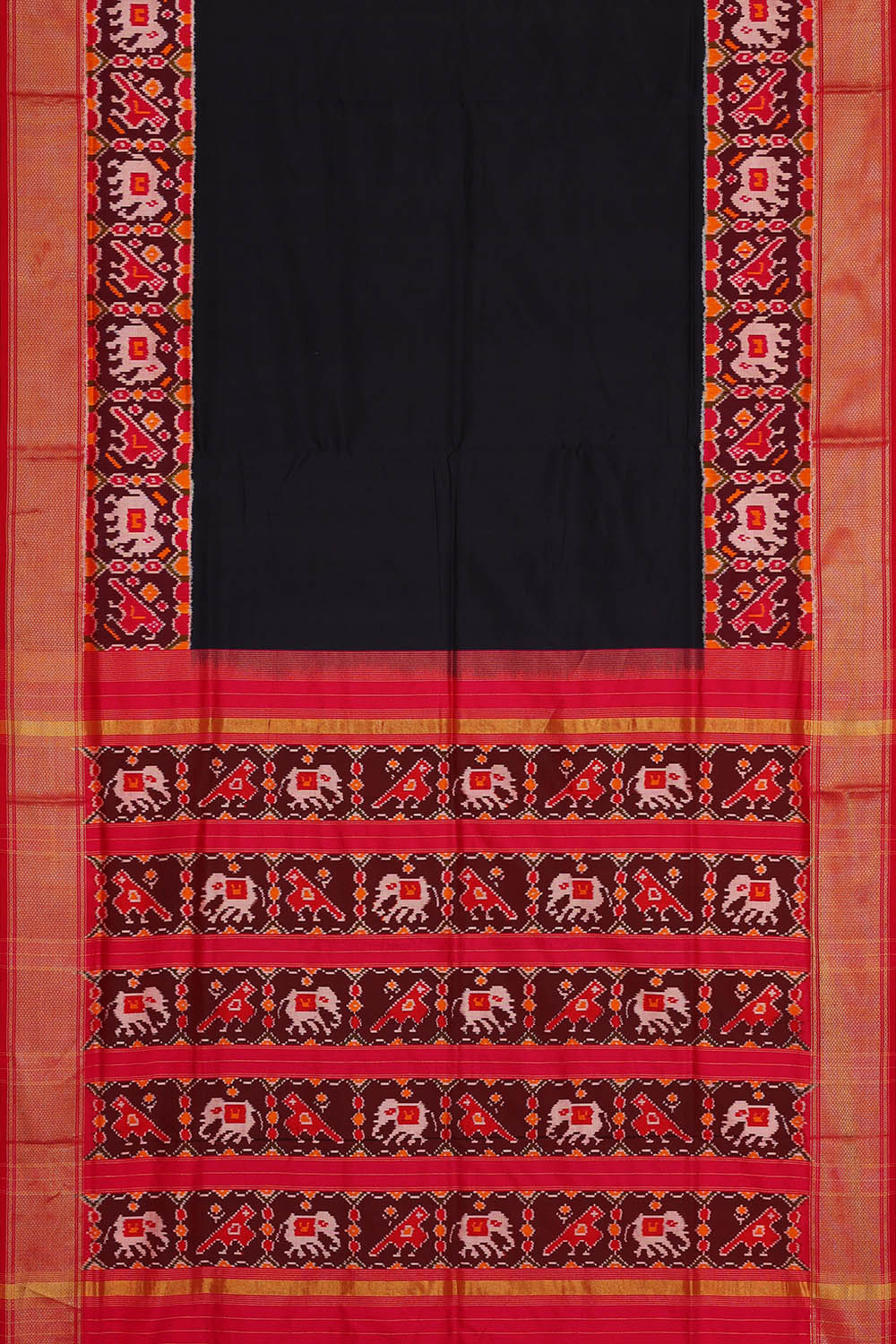 Image of Pochampally Ikat Silk Navy Blue Saree