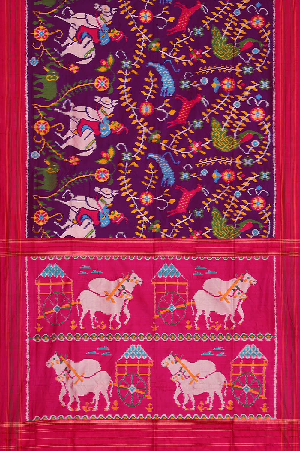 Image of Pochampally Ikat Silk Violet Saree