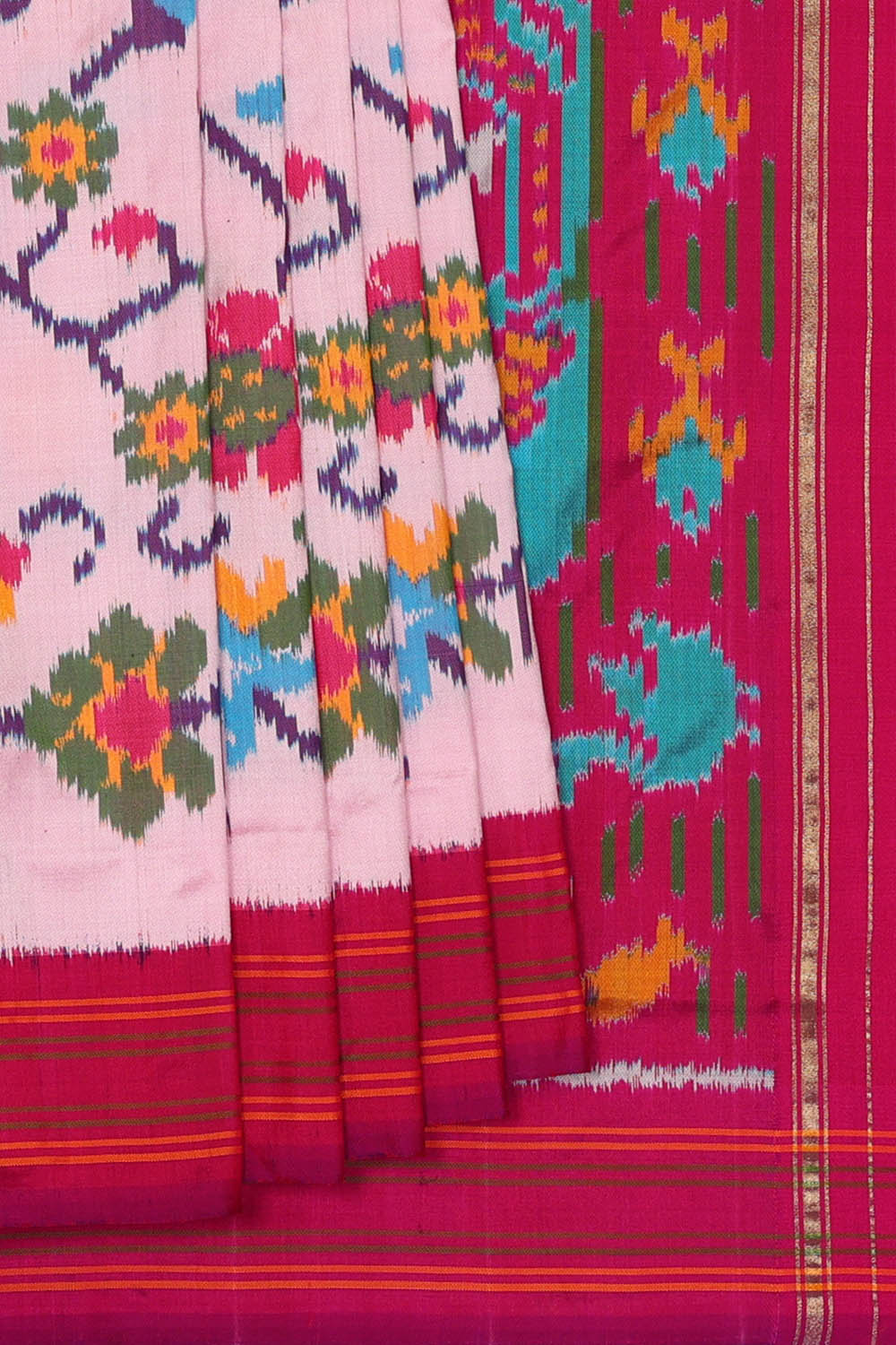Image of Pochampally Ikat Silk Pink Saree