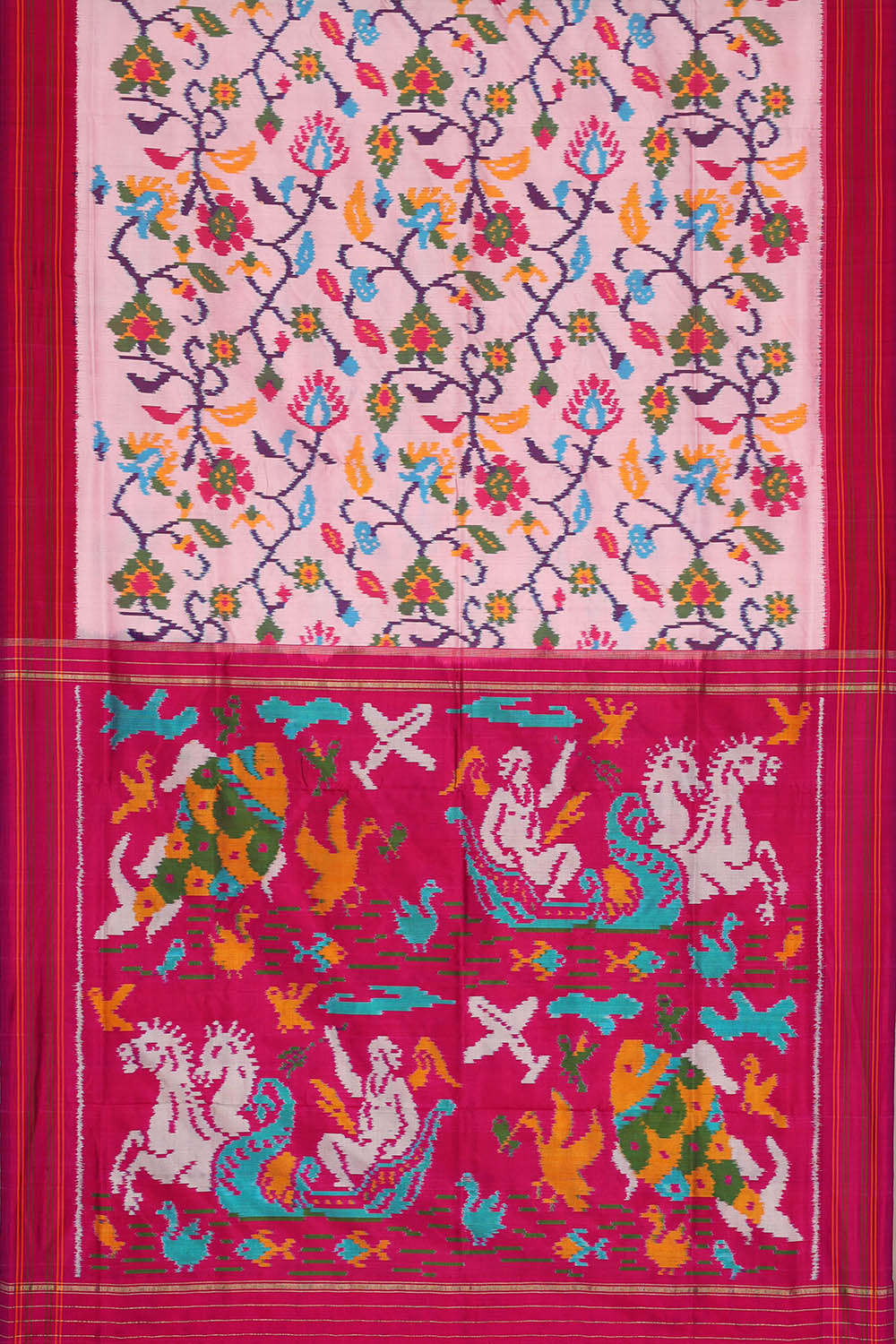Image of Pochampally Ikat Silk Pink Saree