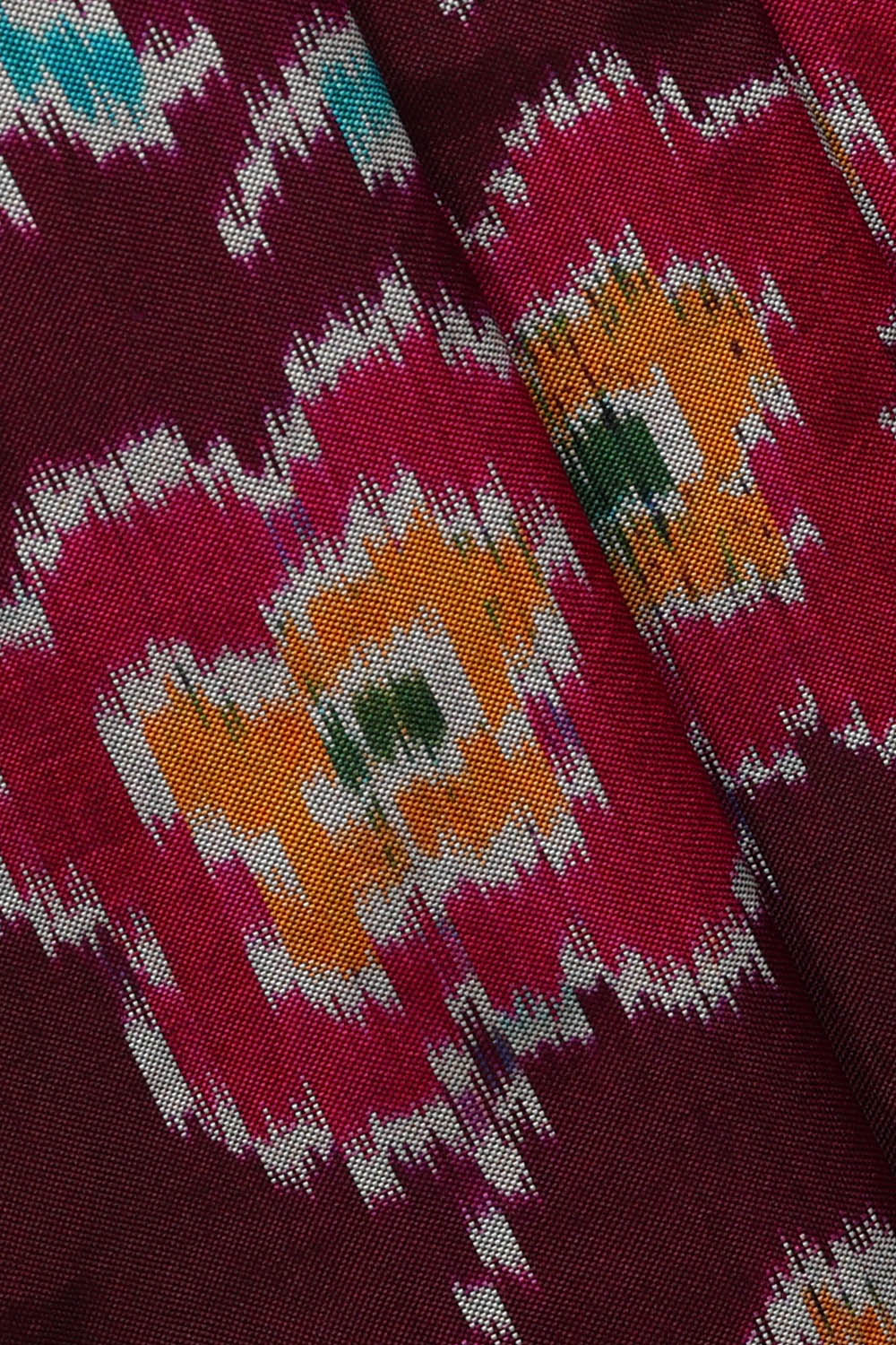 Image of Pochampally Ikat Silk Wine Maroon Saree