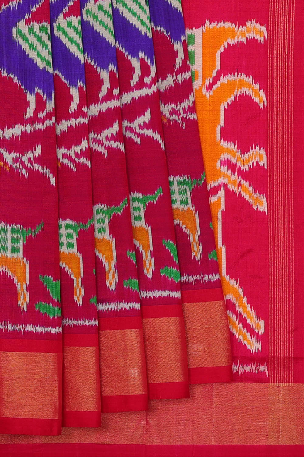 Image of Pochampally Ikat Silk Magenta Saree