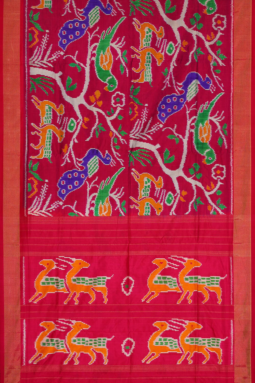 Image of Pochampally Ikat Silk Magenta Saree