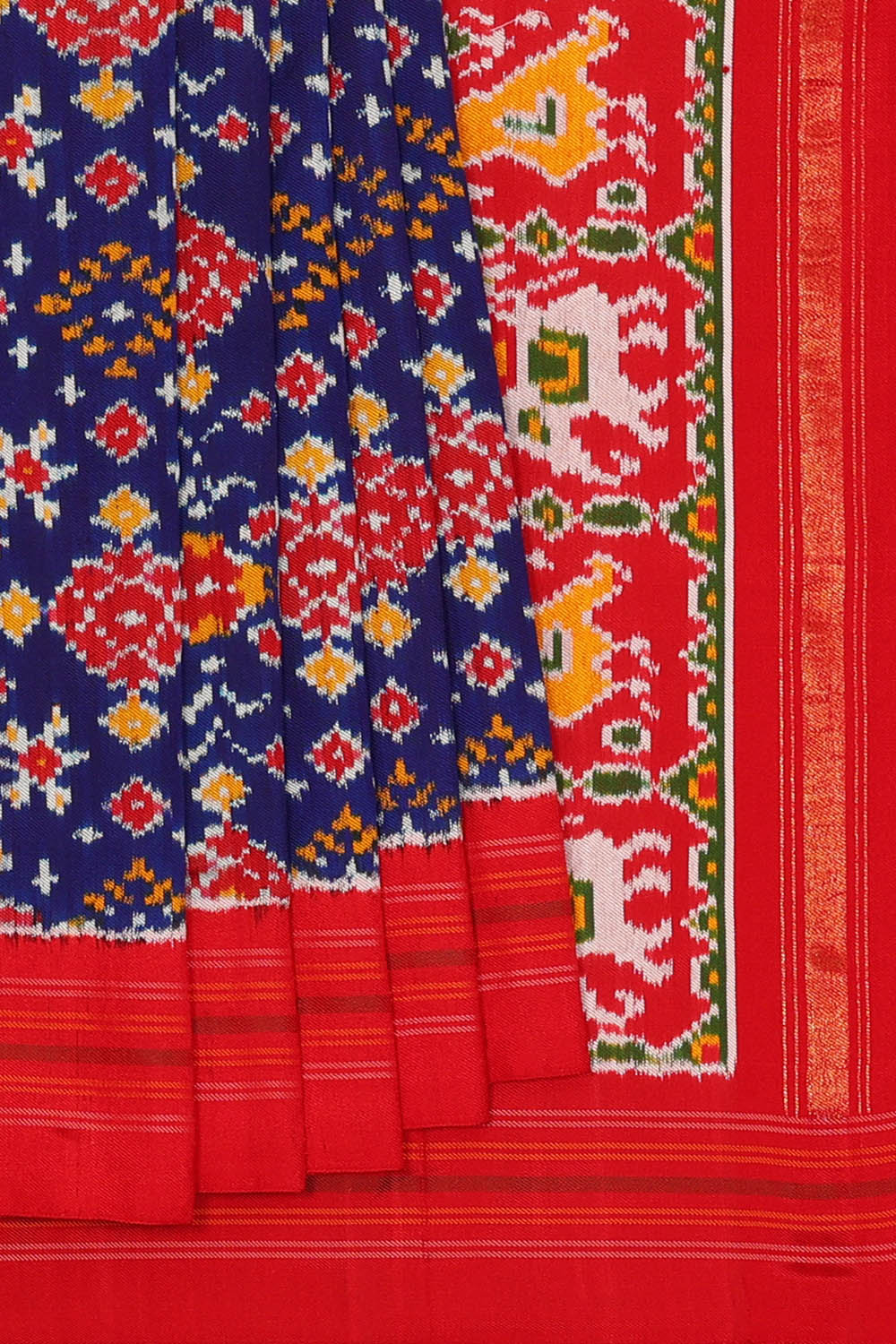 Image of Pochampally Ikat Twill Silk Blue Saree