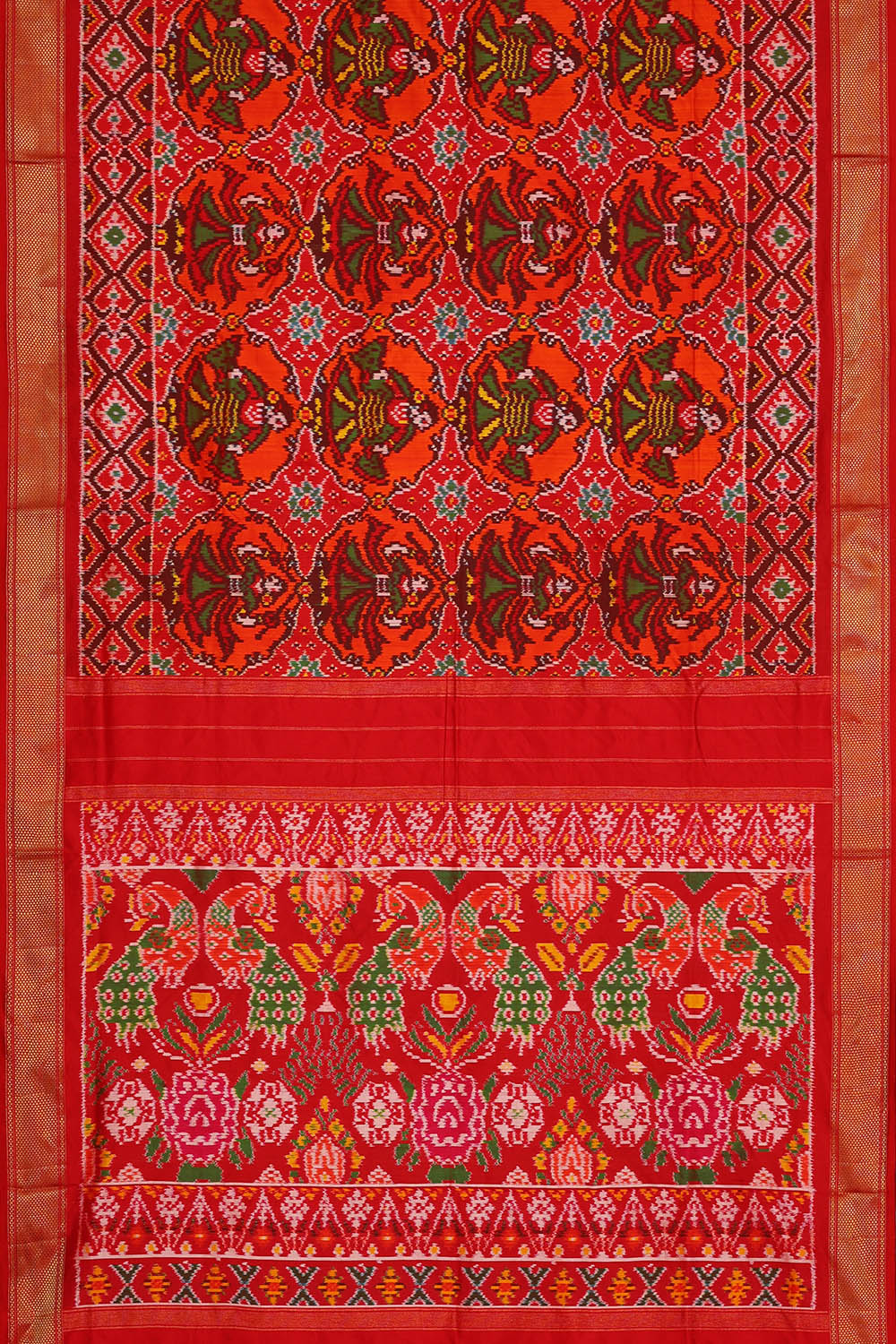 Image of Pochampally Ikat Silk Red Saree