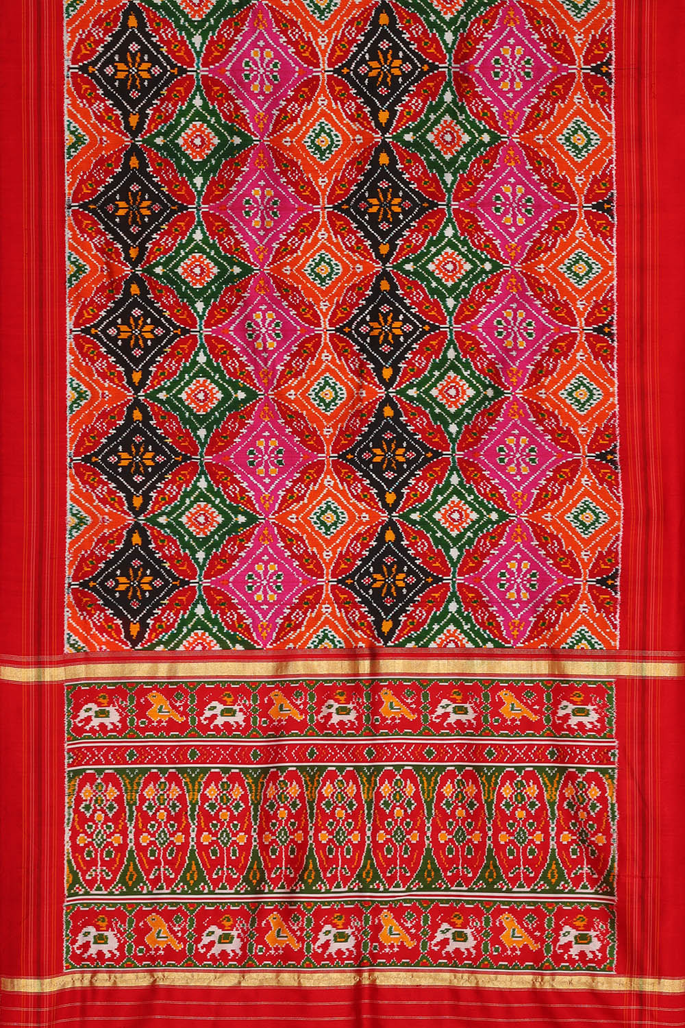 Image of Red Pochampally Silk Saree