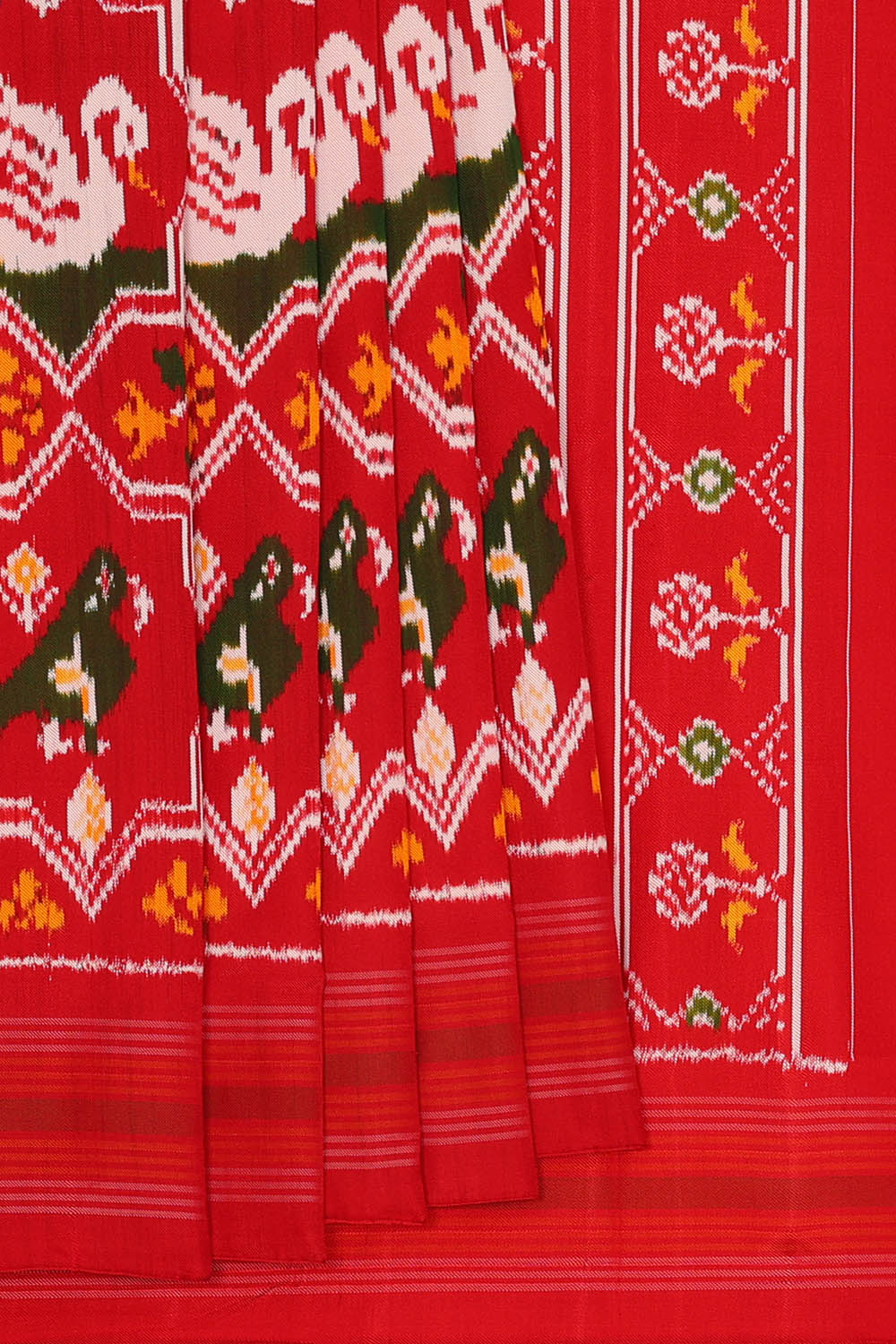 Image of Pochampally Ikat Twill Silk Red Saree