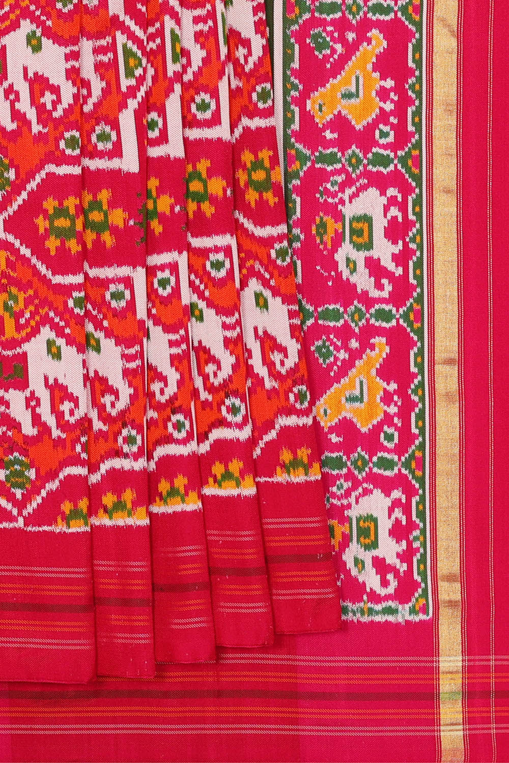 Image of Pochampally Ikat Twill Silk Pink Saree