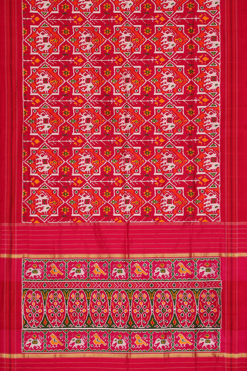 Image of Pochampally Ikat Twill Silk Pink Saree