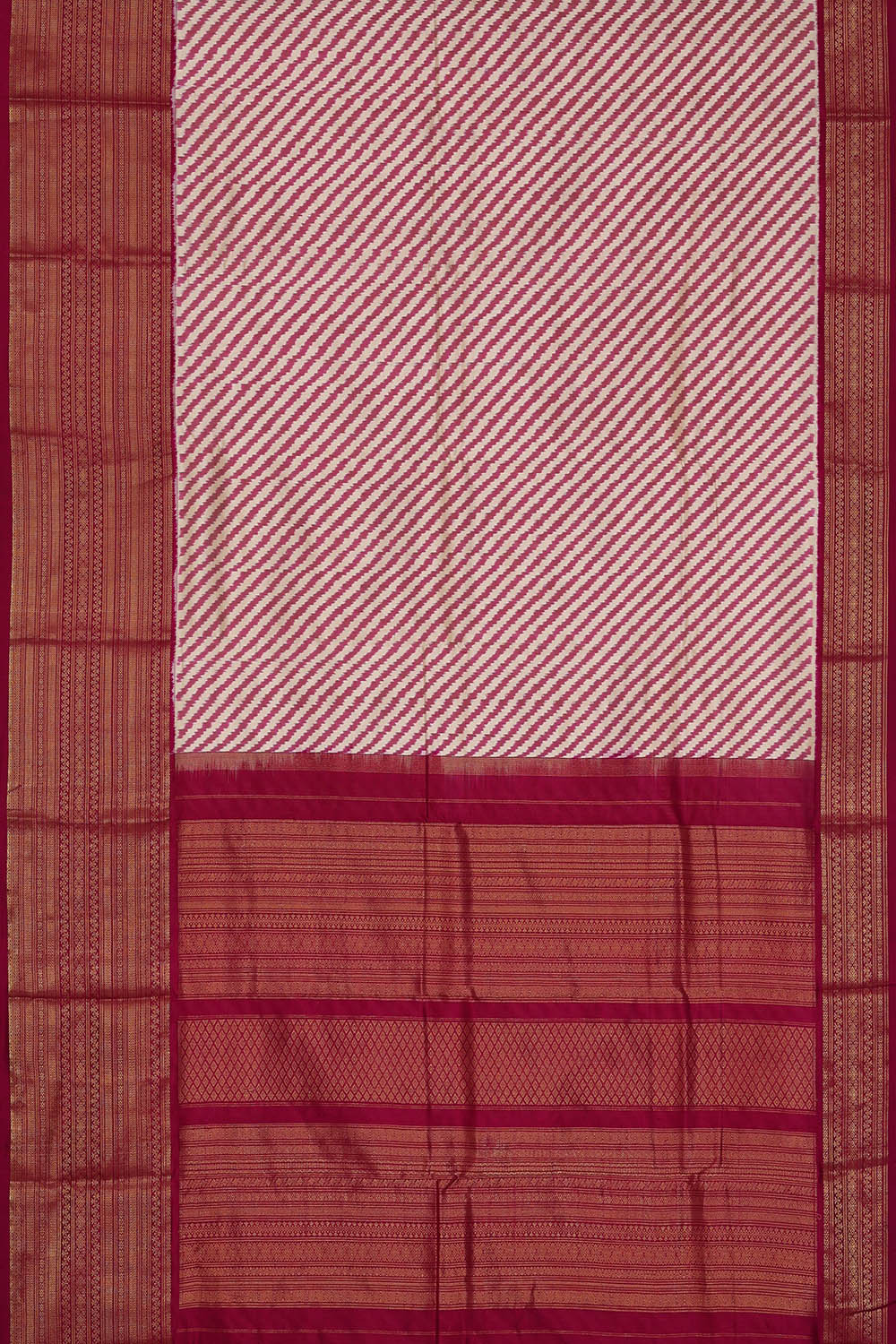 Image of Pochampally Ikat Silk Cream Saree
