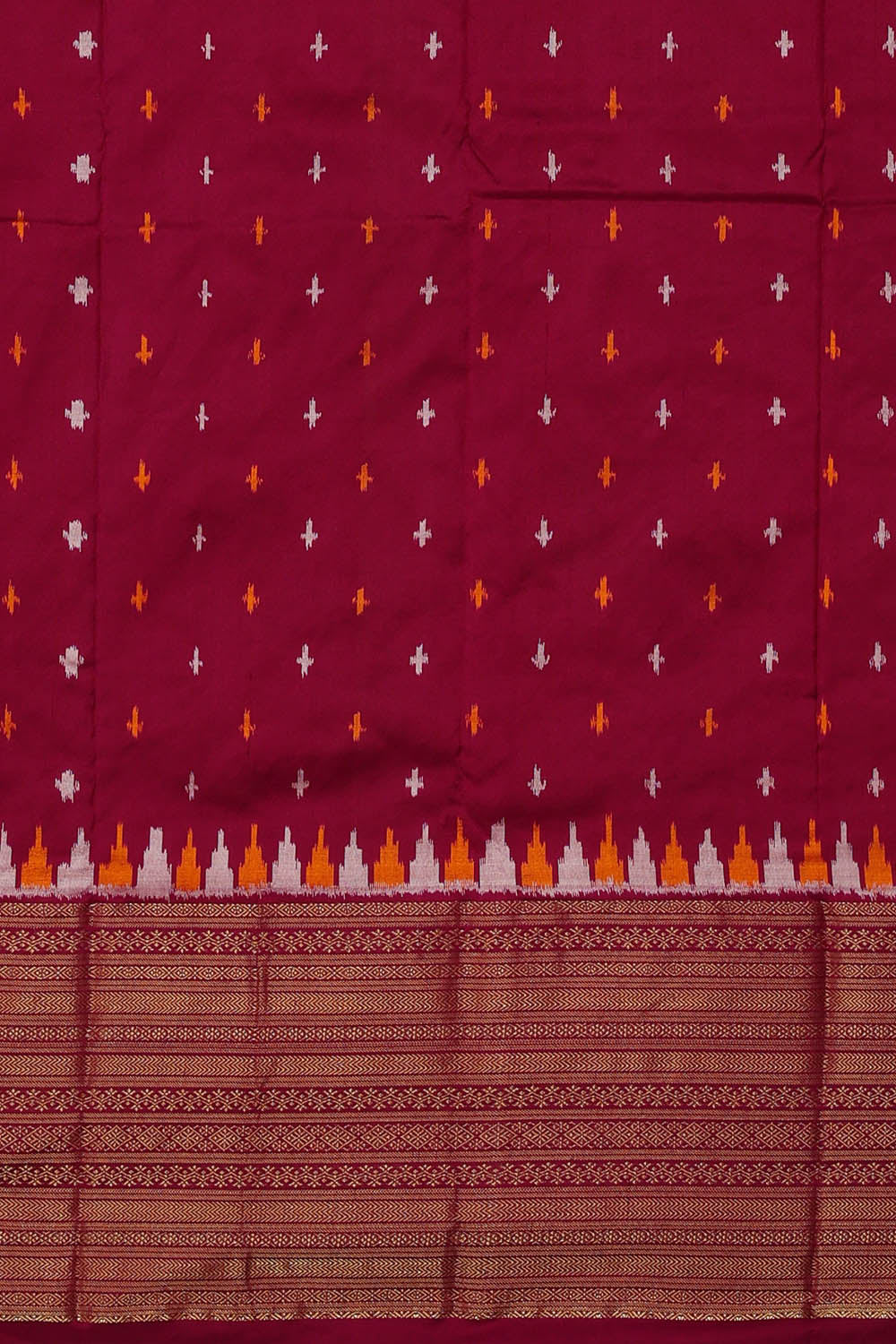 Image of Pochampally Ikat Silk Cream Saree