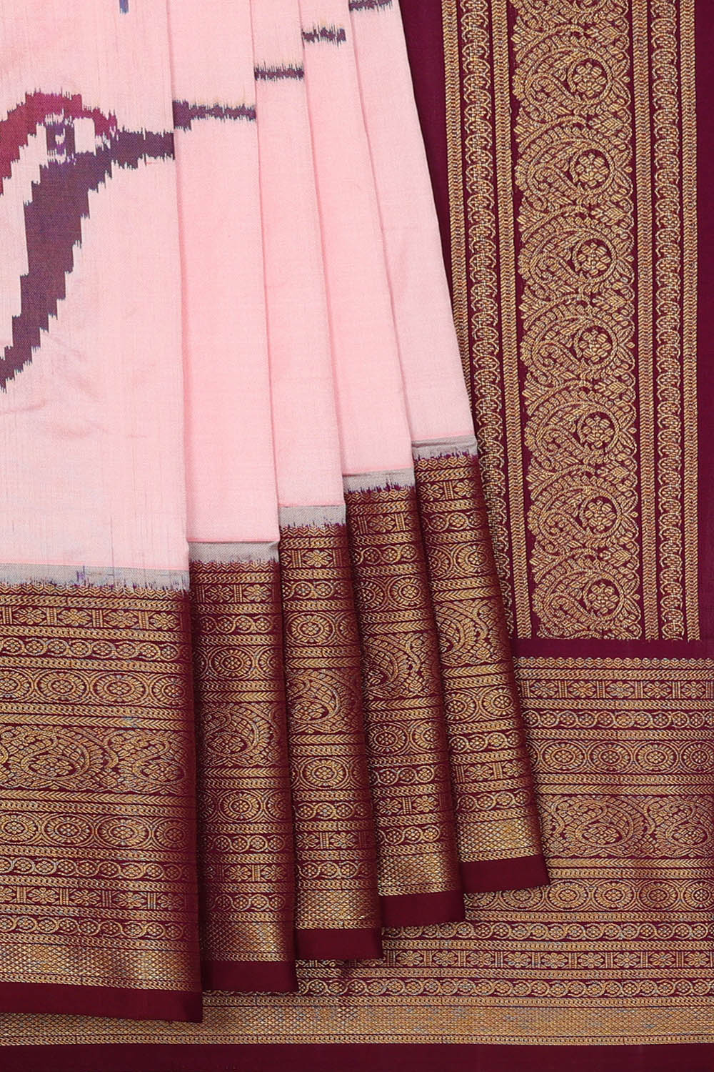Image of Pochampally Ikat Silk Light Pink Saree