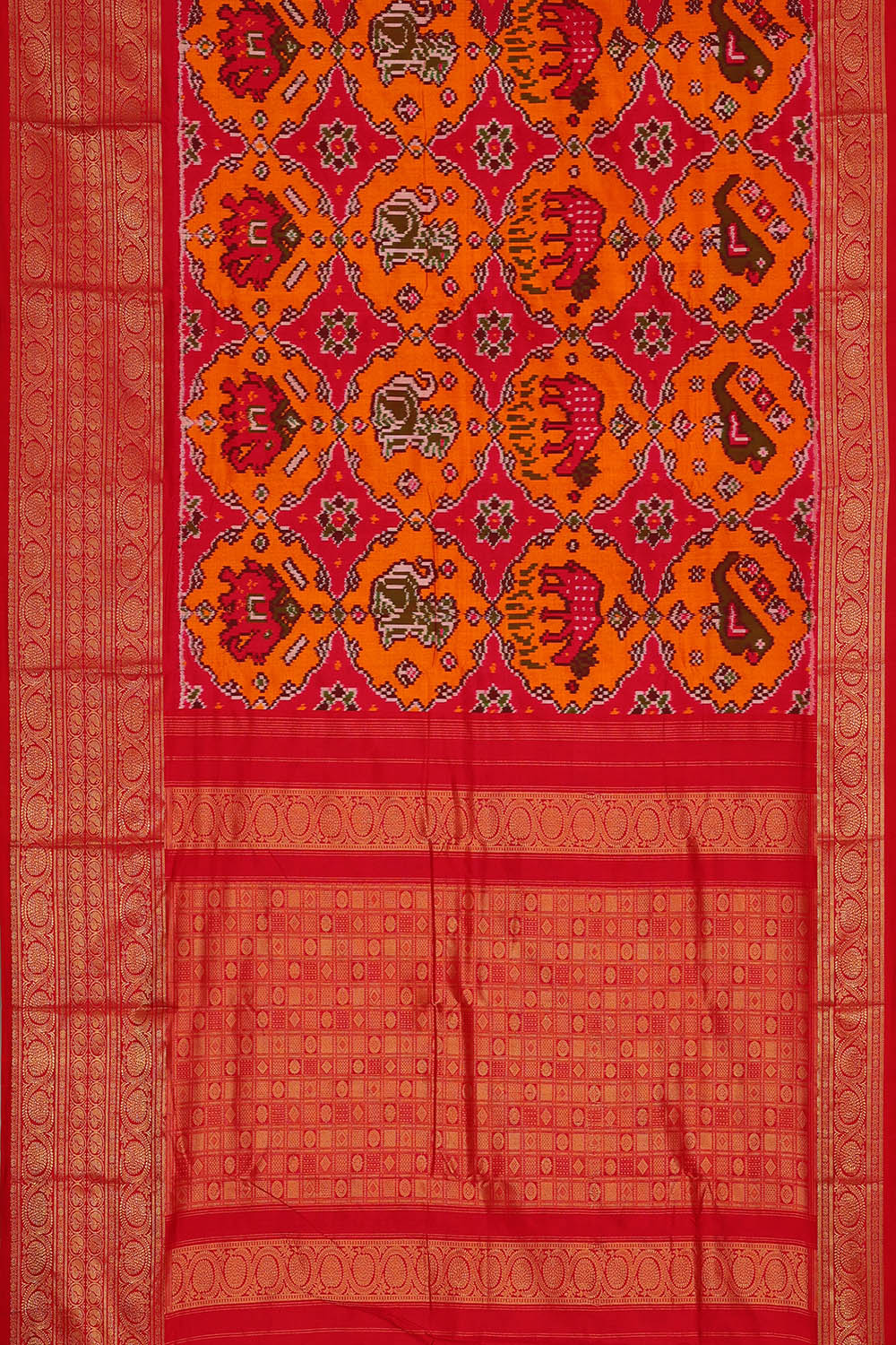 Image of Pochampally Ikat Silk Red Saree