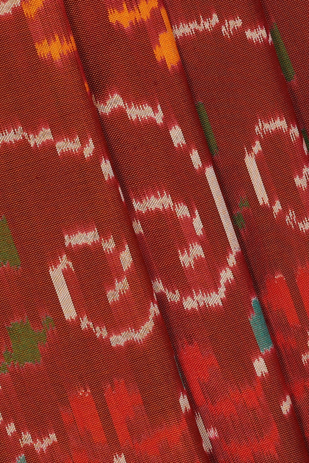 Image of Pochampally Ikat Silk Brown Saree