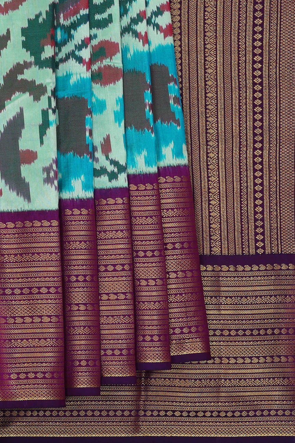 Image of Pochampally Ikat Silk Blue Saree