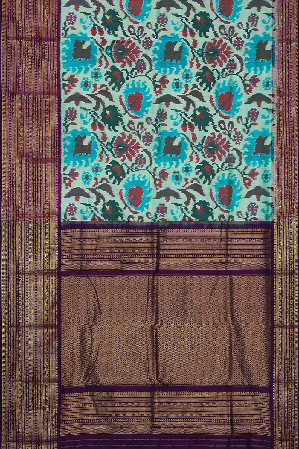 Image of Pochampally Ikat Silk Blue Saree