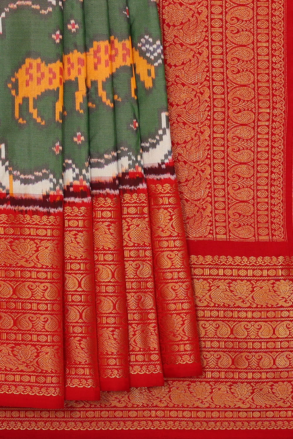 Image of Pochampally Ikat Silk Multi-Coloured Saree