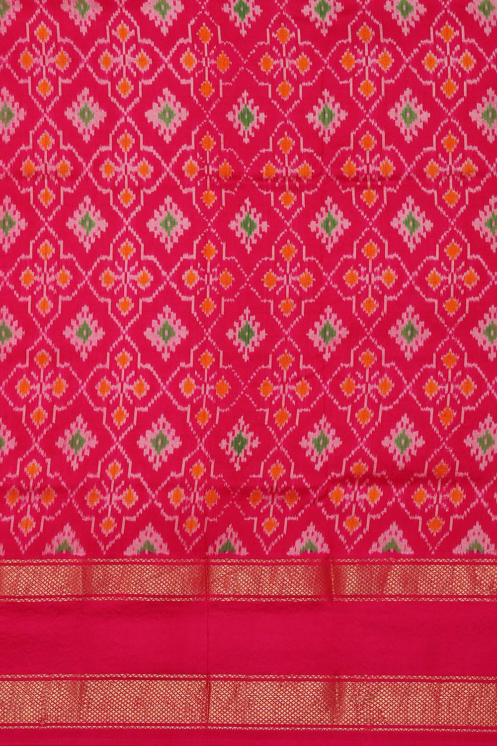 Image of Pochampally Ikat Silk Mustard Yellow Saree