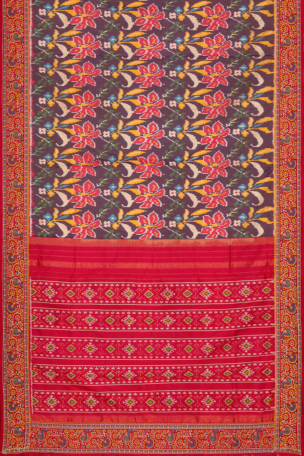 Image of Pochampally Ikat Silk Violet Saree