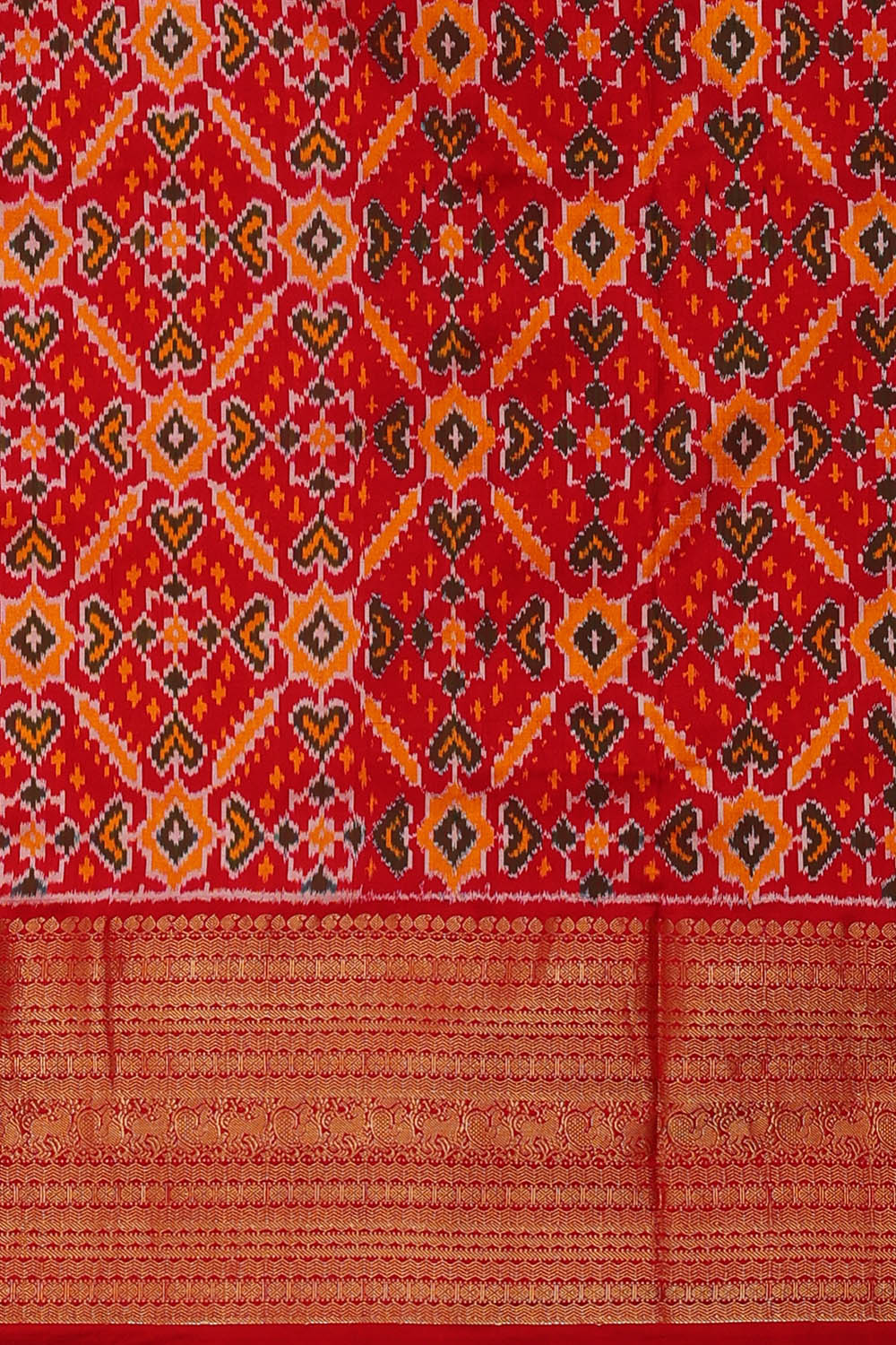 Image of Pochampally Ikat Silk White Saree
