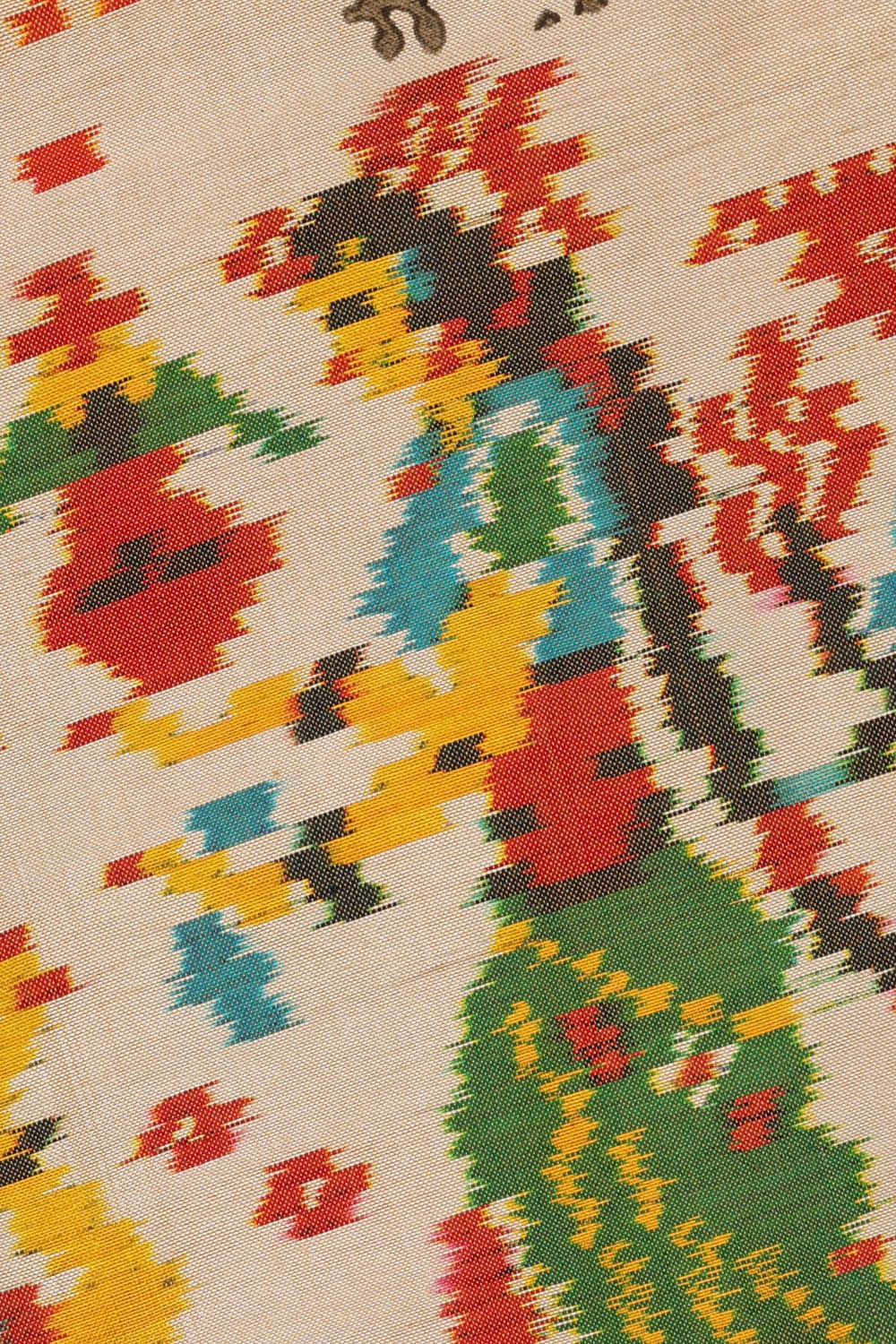 Image of Pochampally Ikat Silk Cream Saree