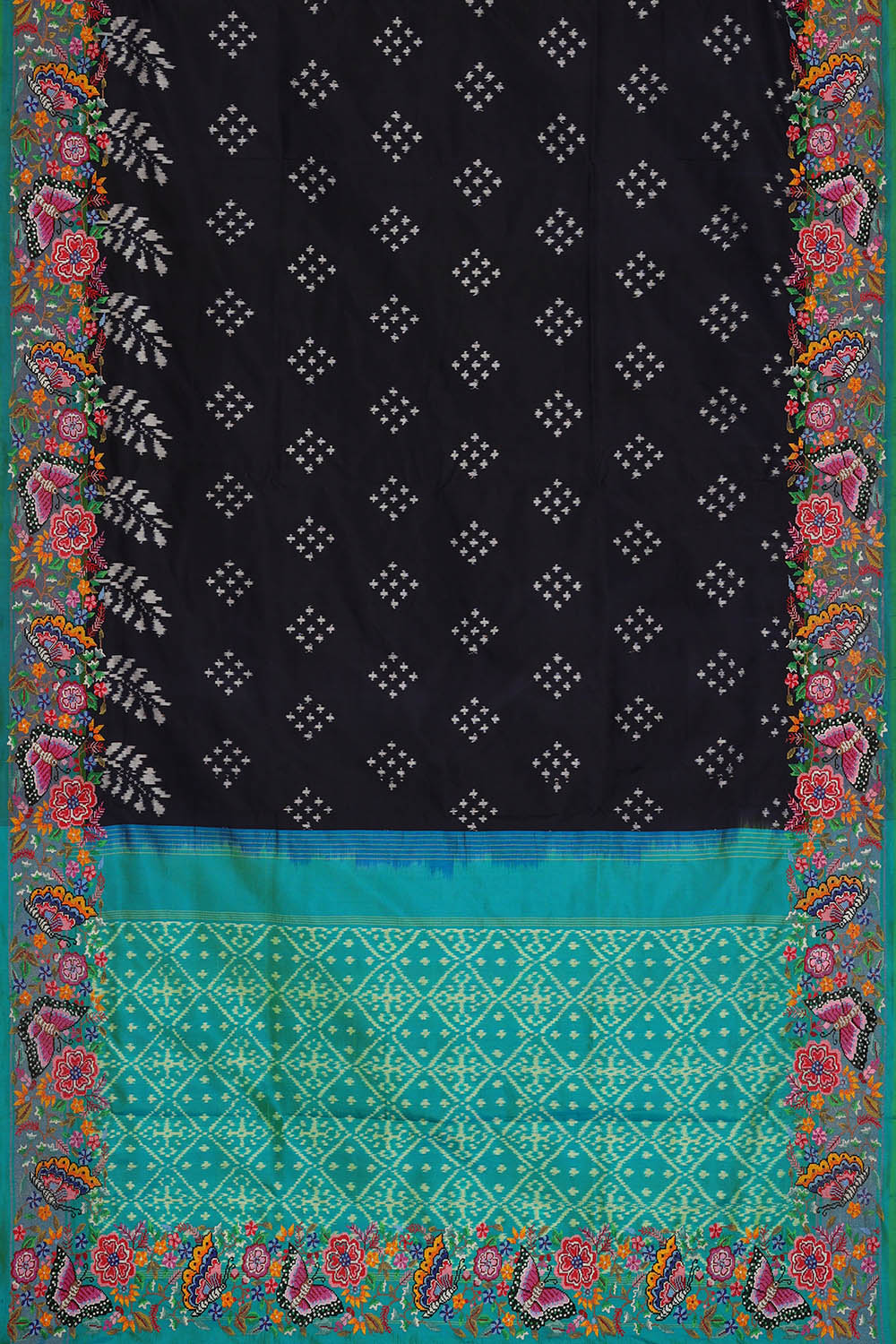 Image of Pochampally Ikat Silk Night Blue Saree