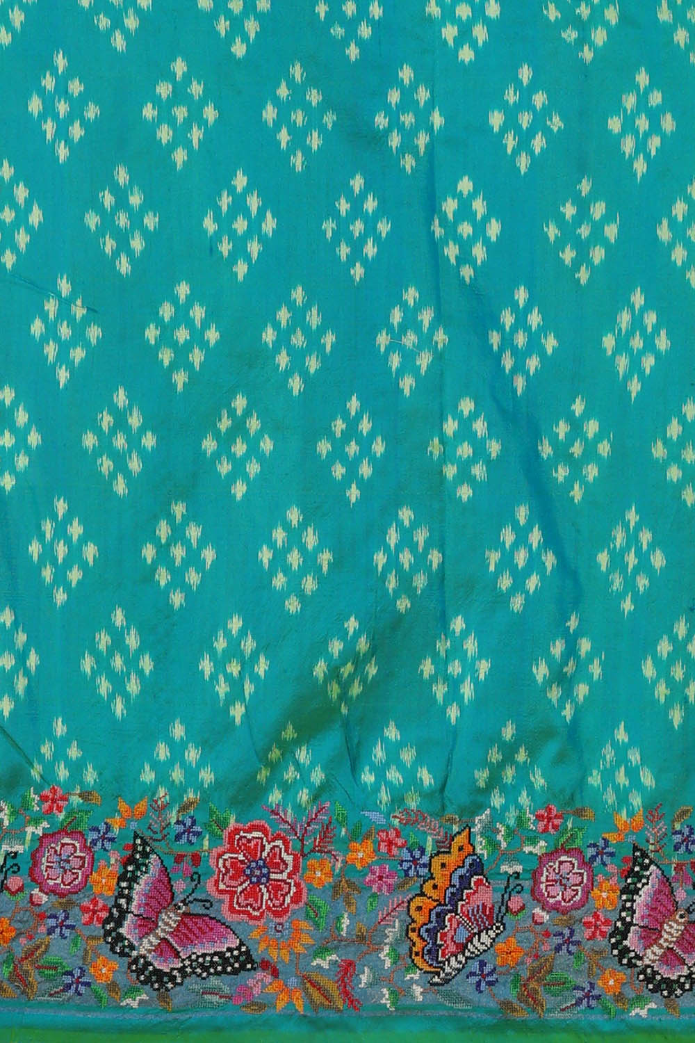 Image of Pochampally Ikat Silk Night Blue Saree