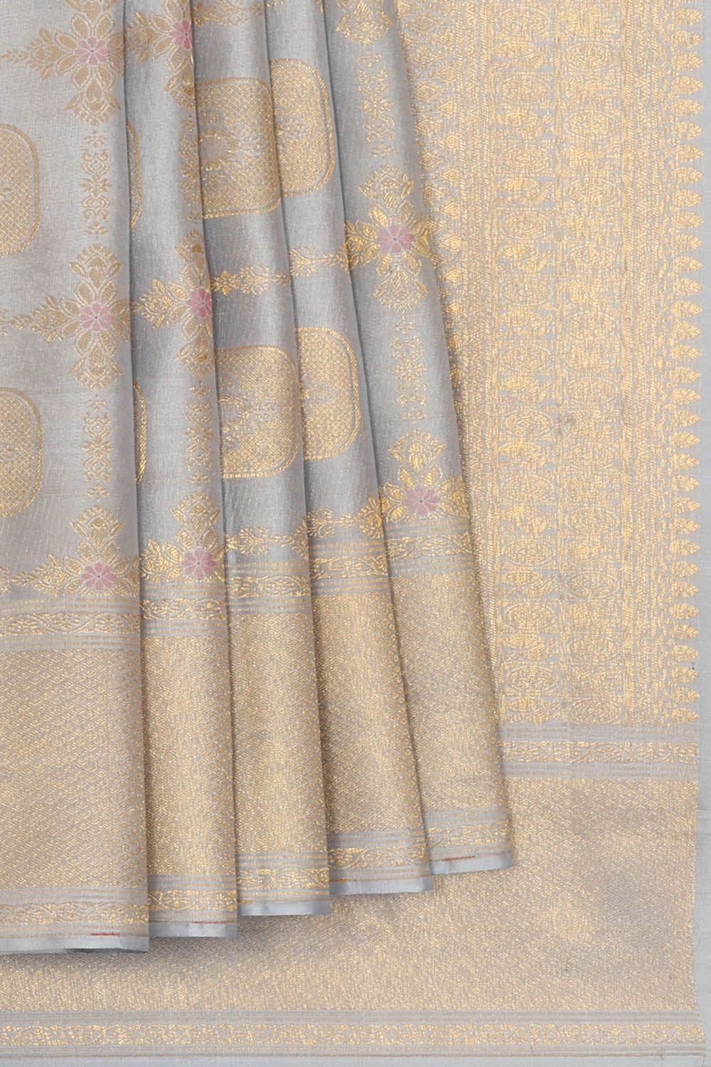 Image of Silver-Grey Kanchipattu Brocade Saree