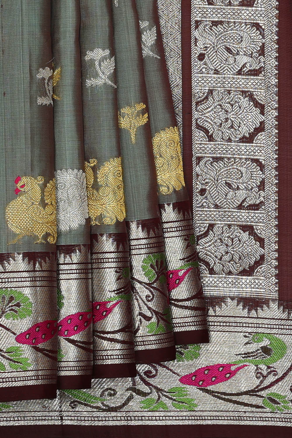 Image of Venkatagiri Silk Grey Saree