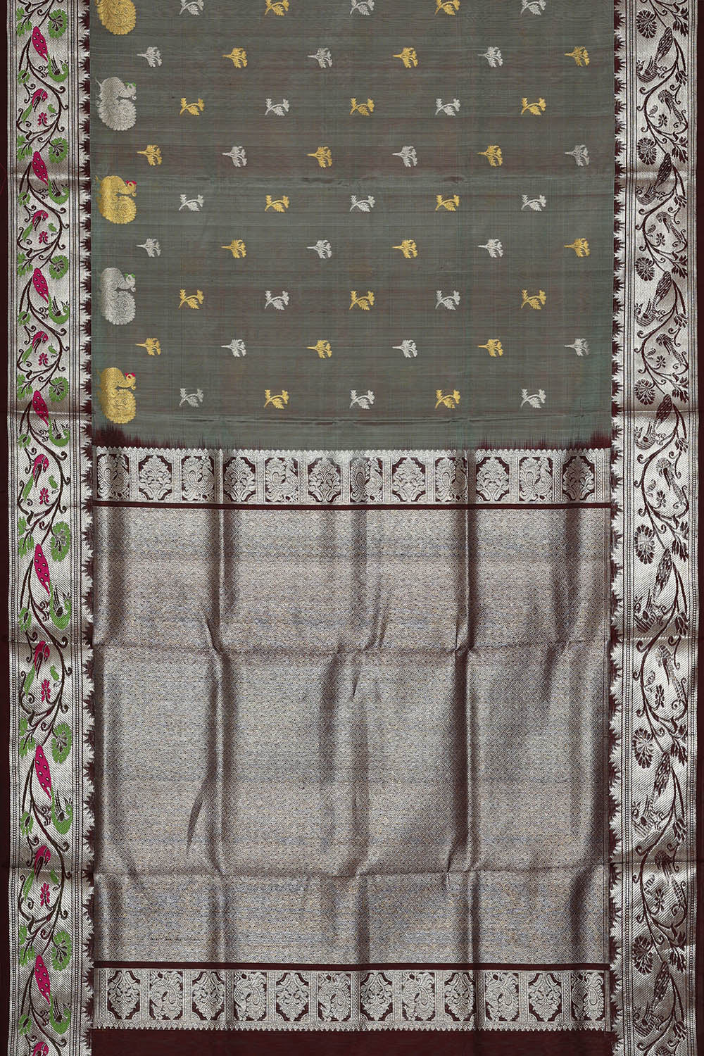 Image of Venkatagiri Silk Grey Saree