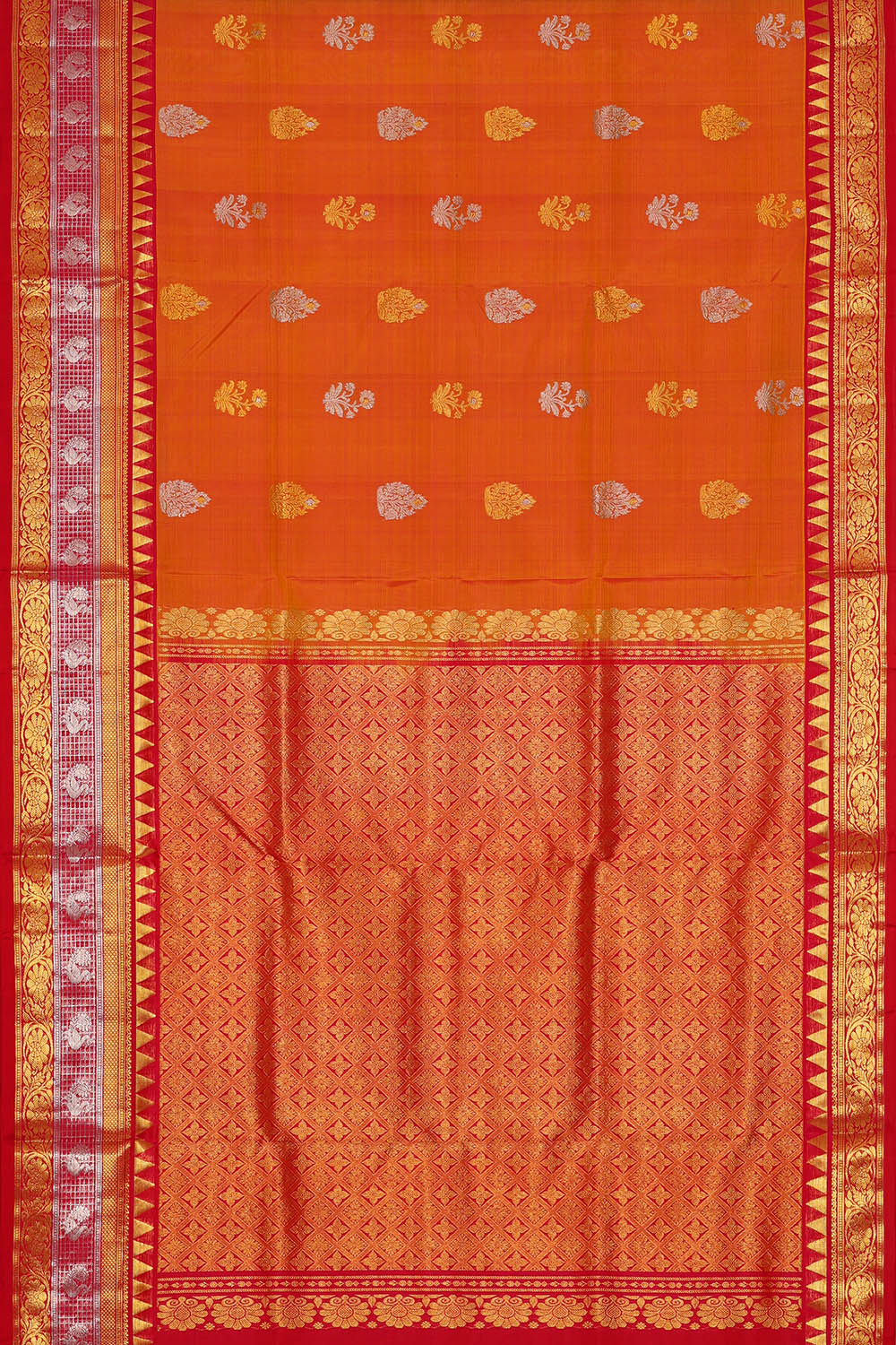 Image of Venkatagiri Silk Orange Saree