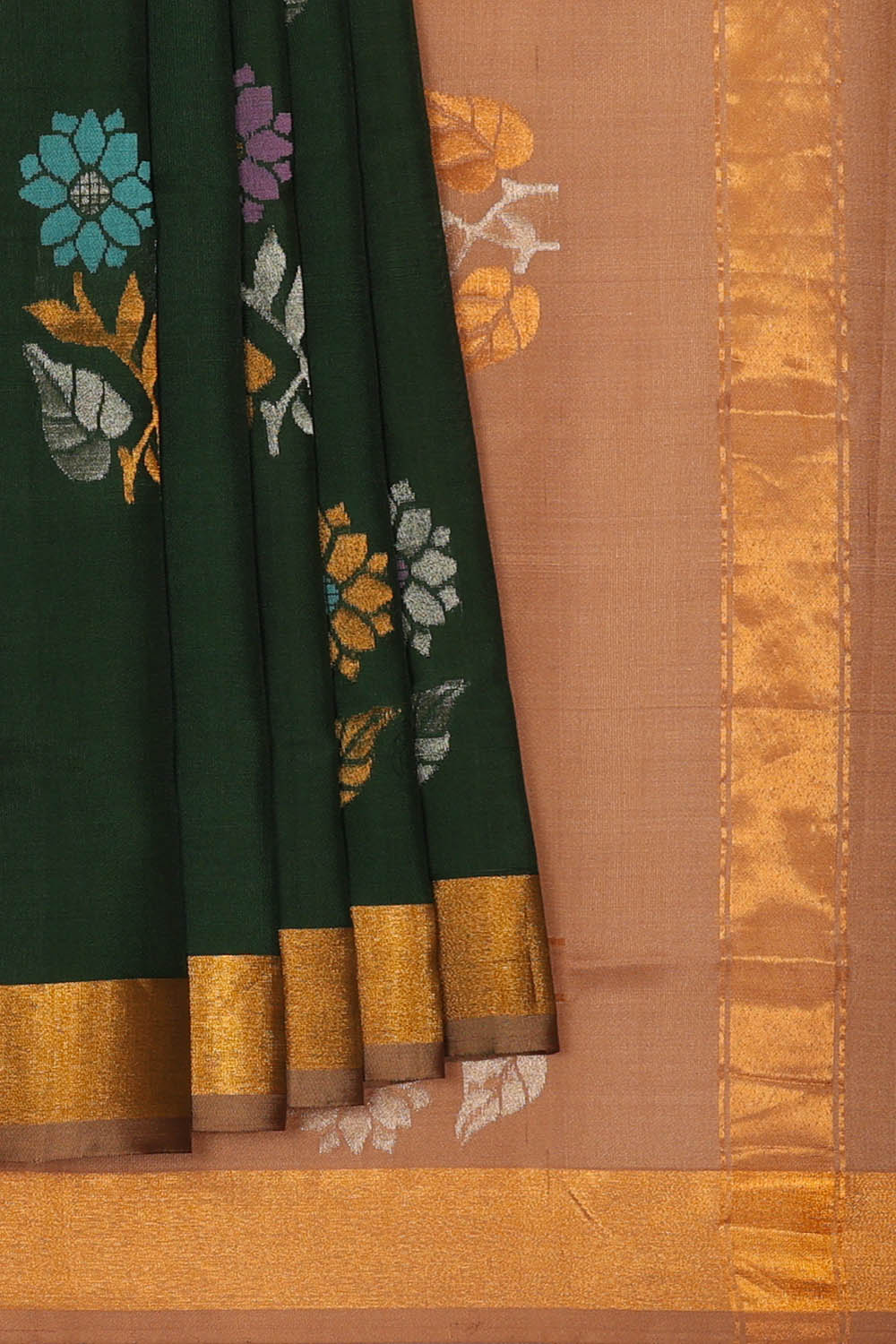 Image of Bottle-Green Uppada Silk Saree