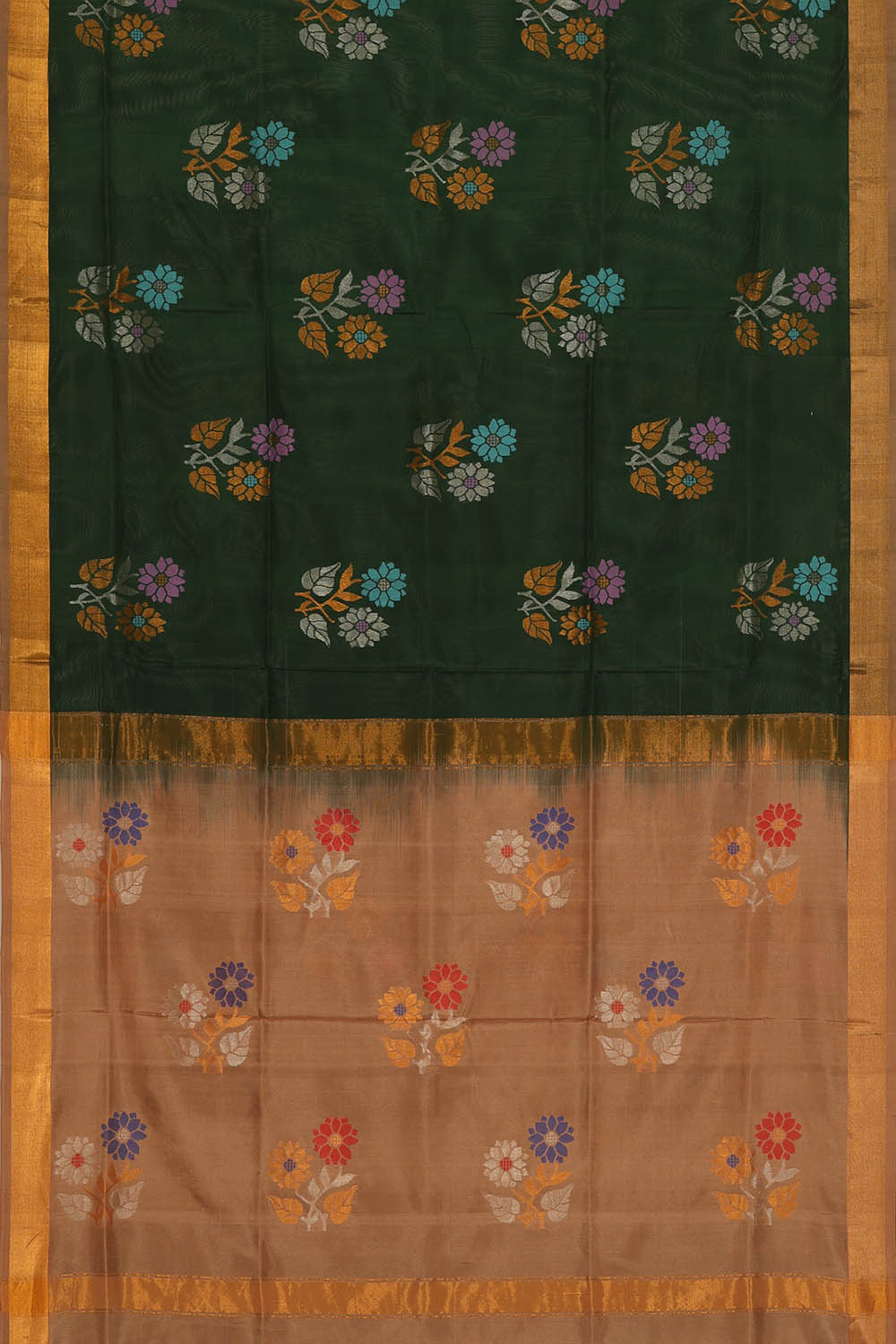 Image of Bottle-Green Uppada Silk Saree