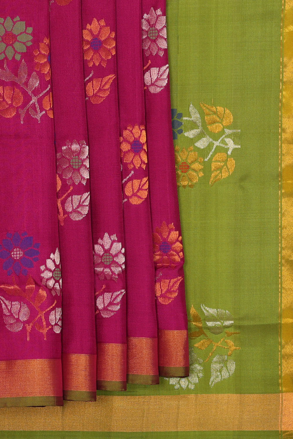 Image of Magenta-Pink Uppada Silk Saree