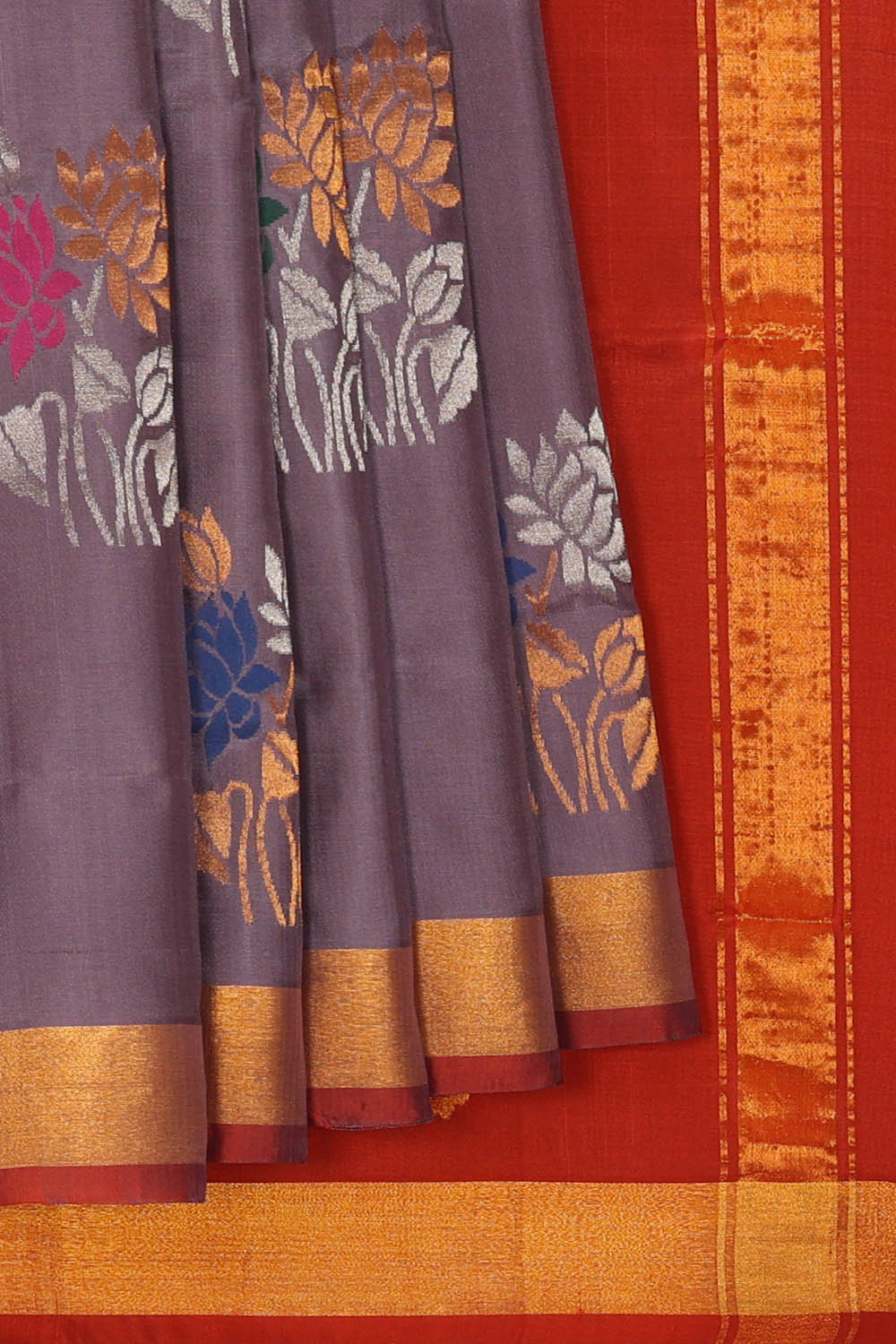 Image of Grey Uppada Silk Saree