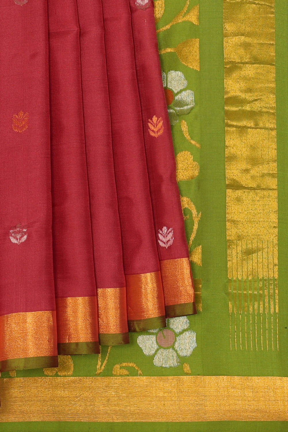 Image of Caramel-Red Uppada Silk Saree