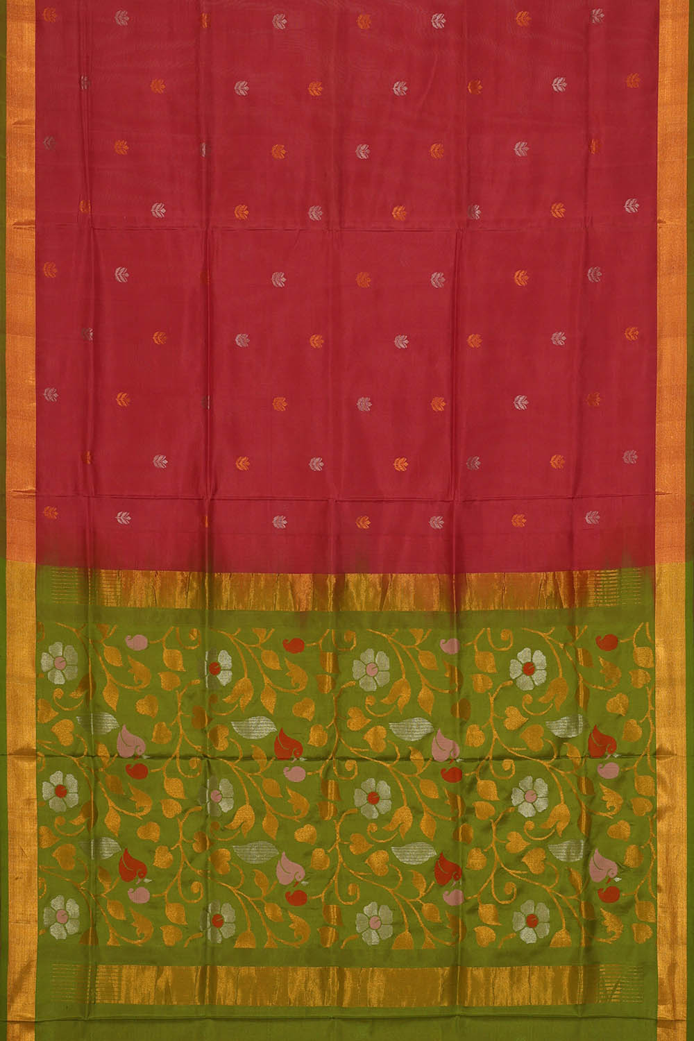 Image of Caramel-Red Uppada Silk Saree