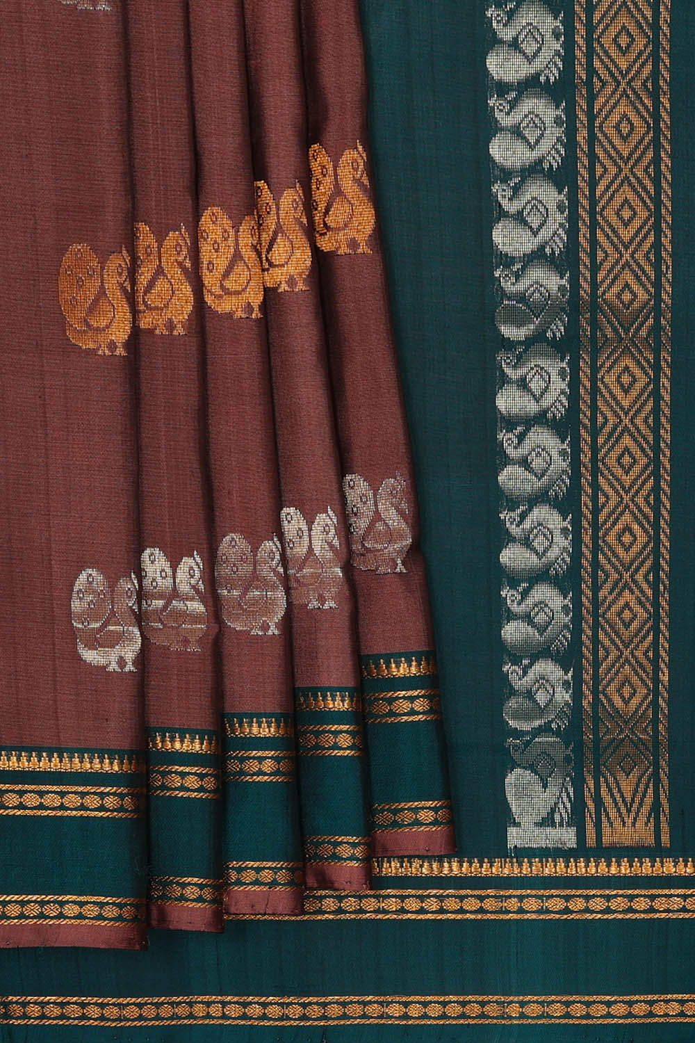 Image of Mauve-Brown Uppada Silk Saree
