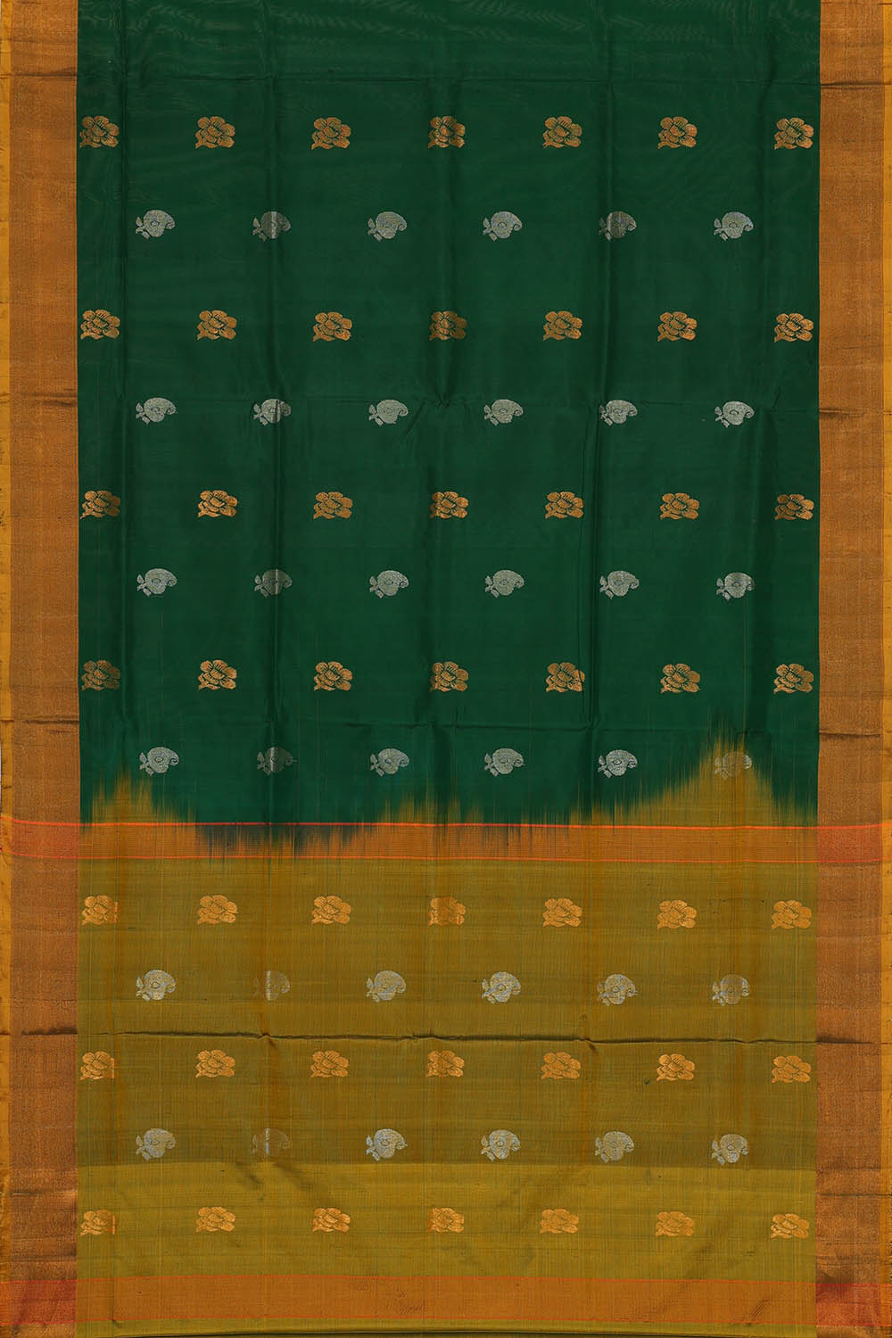 Image of Uppada Silk Dark Green Saree
